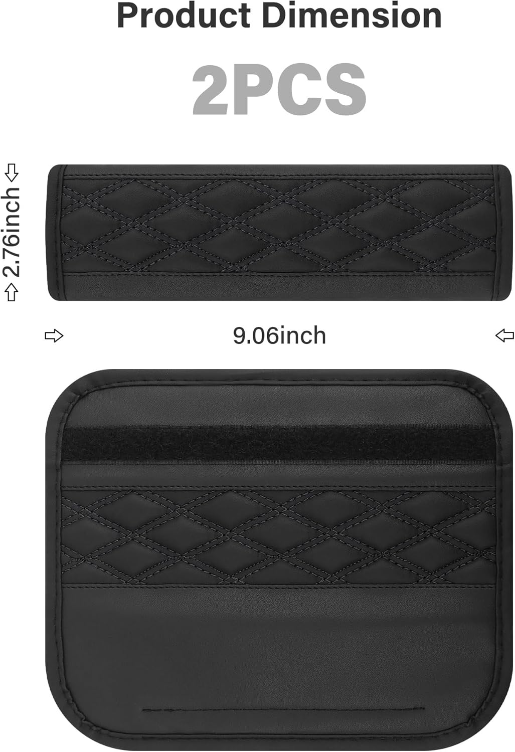 2PCS Car Seat Belt Cover Pads,Leather Seatbelt Covers Protect Shoulder and Neck Car Accessories Interior,Universal Car Seat Strap Pads Car Decorations for Most Cars Trucks (Black) - Image 2