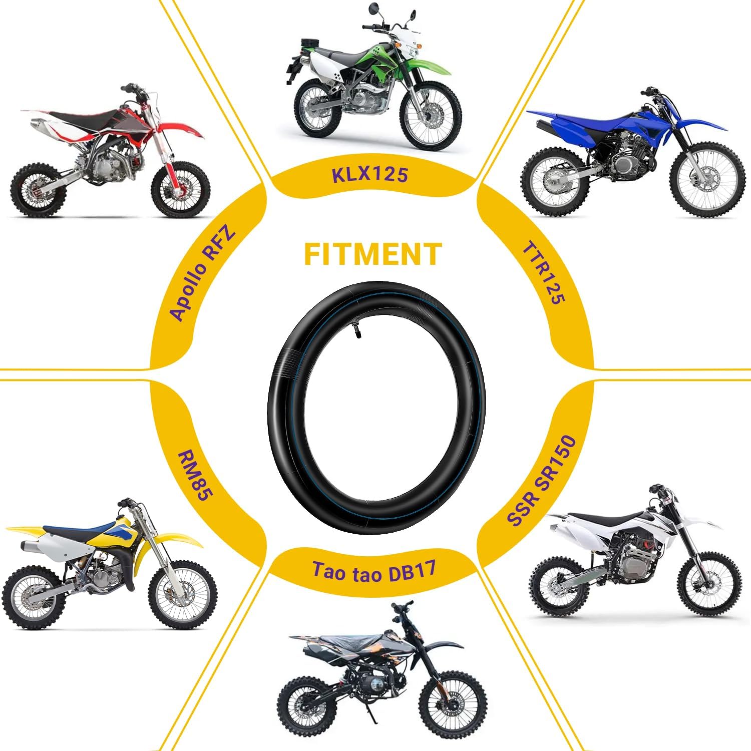 HIAORS 90/100-14 3.00-14" Dirt Bike Inner Tube Replacement for 125cc 140cc 150cc 160cc Apollo YZ85 TTR125 SSR SR150 KLX125 TaoTao DB17 DB27 RM85 Off Road Pit Bike Motorcross Heavy Duty Parts 1 pcs - Image 4
