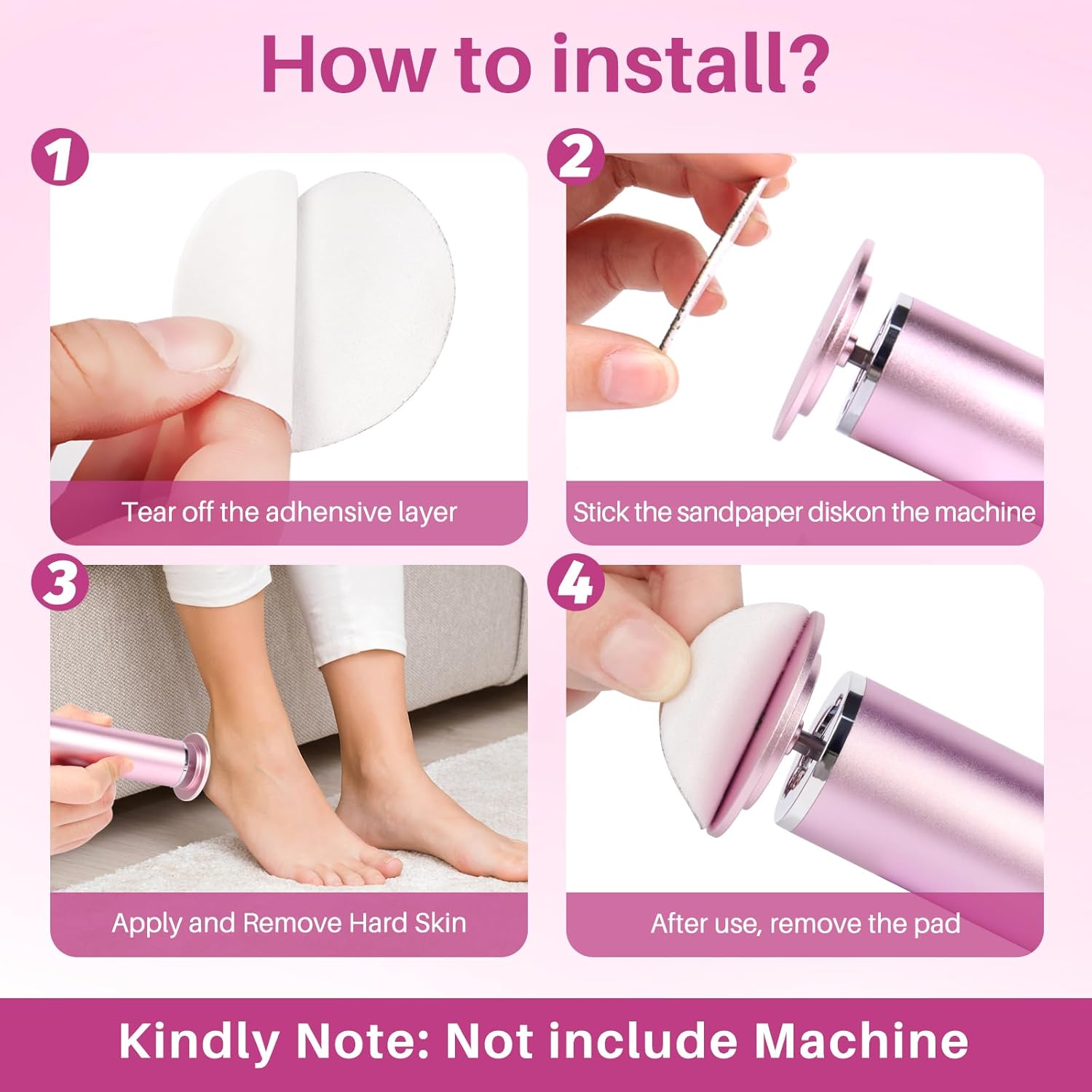 Replaceable Sandpaper for Electric Foot File: 60 Pcs/1 Box Feet Grinder for Skin and Callus Remover - 80/180 Grit Fine Sandpaper Refill Discs for Home Spa Salon - Image 7