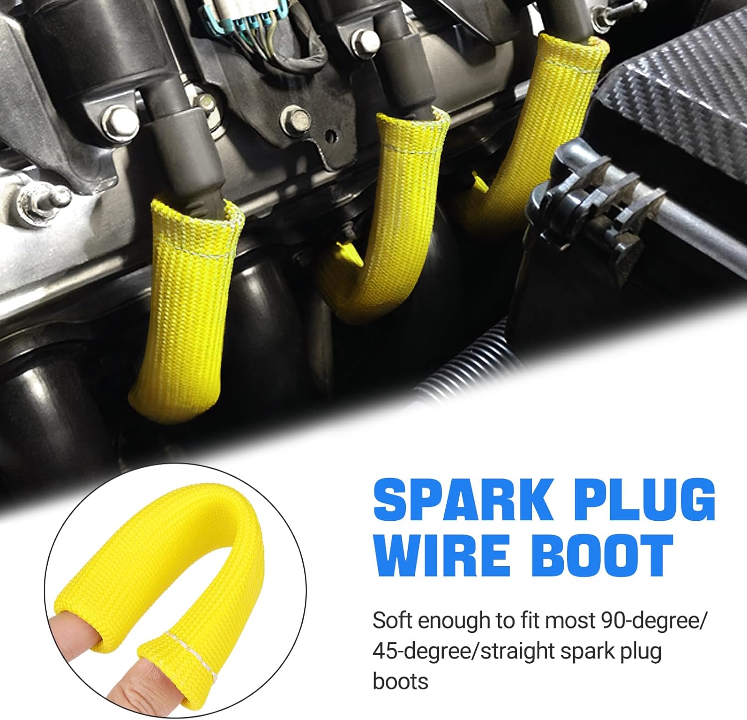 2500° Spark Plug Heat Shield Sleeve for 8PCS Spark Plug Wire Boots Ls1/Ls2 Sbc Bbc 350 454 Spark Plug Wire Heat Sleeve (Yellow) - Image 2