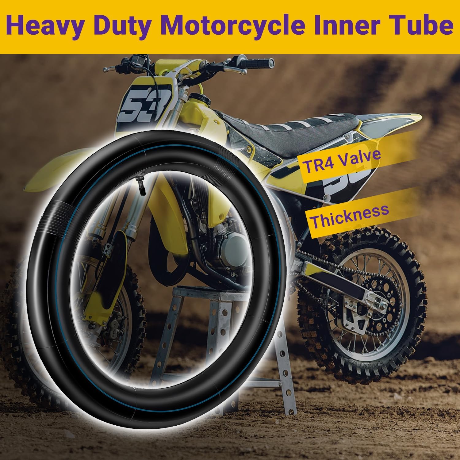 HIAORS 90/100-14 3.00-14" Dirt Bike Inner Tube Replacement for 125cc 140cc 150cc 160cc Apollo YZ85 TTR125 SSR SR150 KLX125 TaoTao DB17 DB27 RM85 Off Road Pit Bike Motorcross Heavy Duty Parts 1 pcs - Image 2