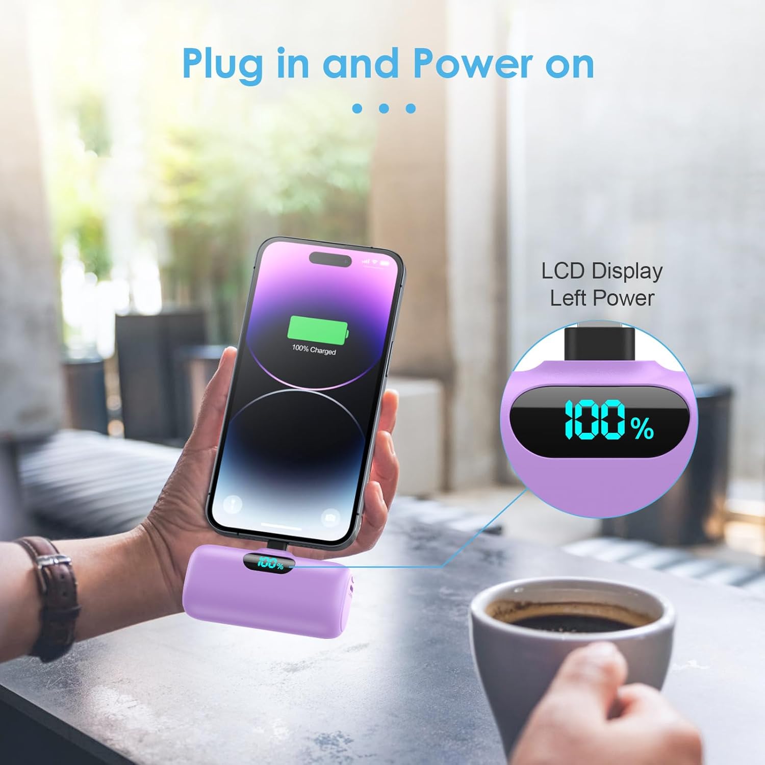 Feob Small Portable Charger for iPhone,Upgraded 5000mAh PD Fast Charging Power Bank,Mini Battery Pack Backup Charger Compatible with iPhone 14/14 Pro Max/13/13 Pro/12 Pro/11/XS/XR/X/8/7/6-Purple - Image 3