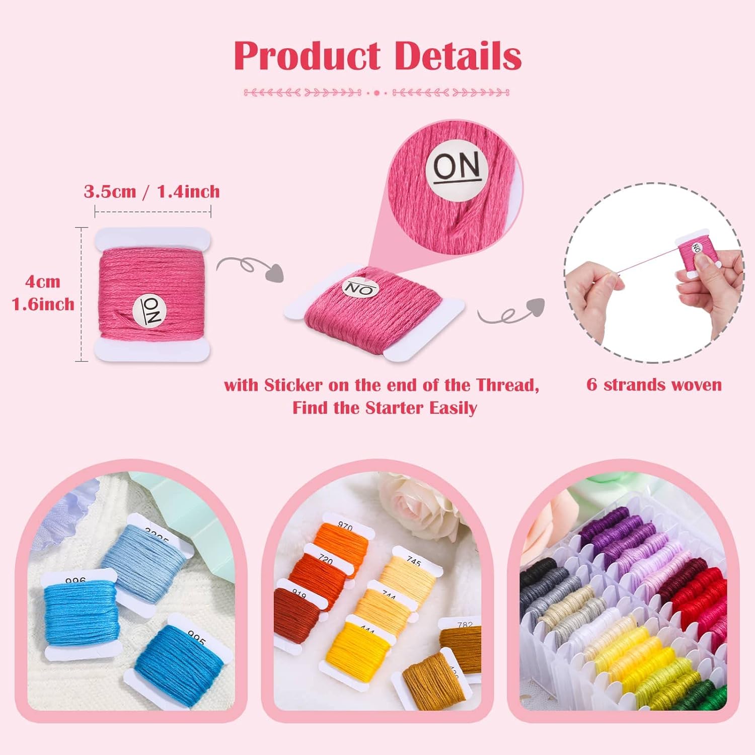 PAXCOO 488Pcs String Bracelet Making Kit, Friendship Bracelet String Kit with 50 Skeins Embroidery Floss Cross Stitch Thread, 400Pcs Friendship Bracelet Beads, 37Pcs Embroidery Tools - Image 6