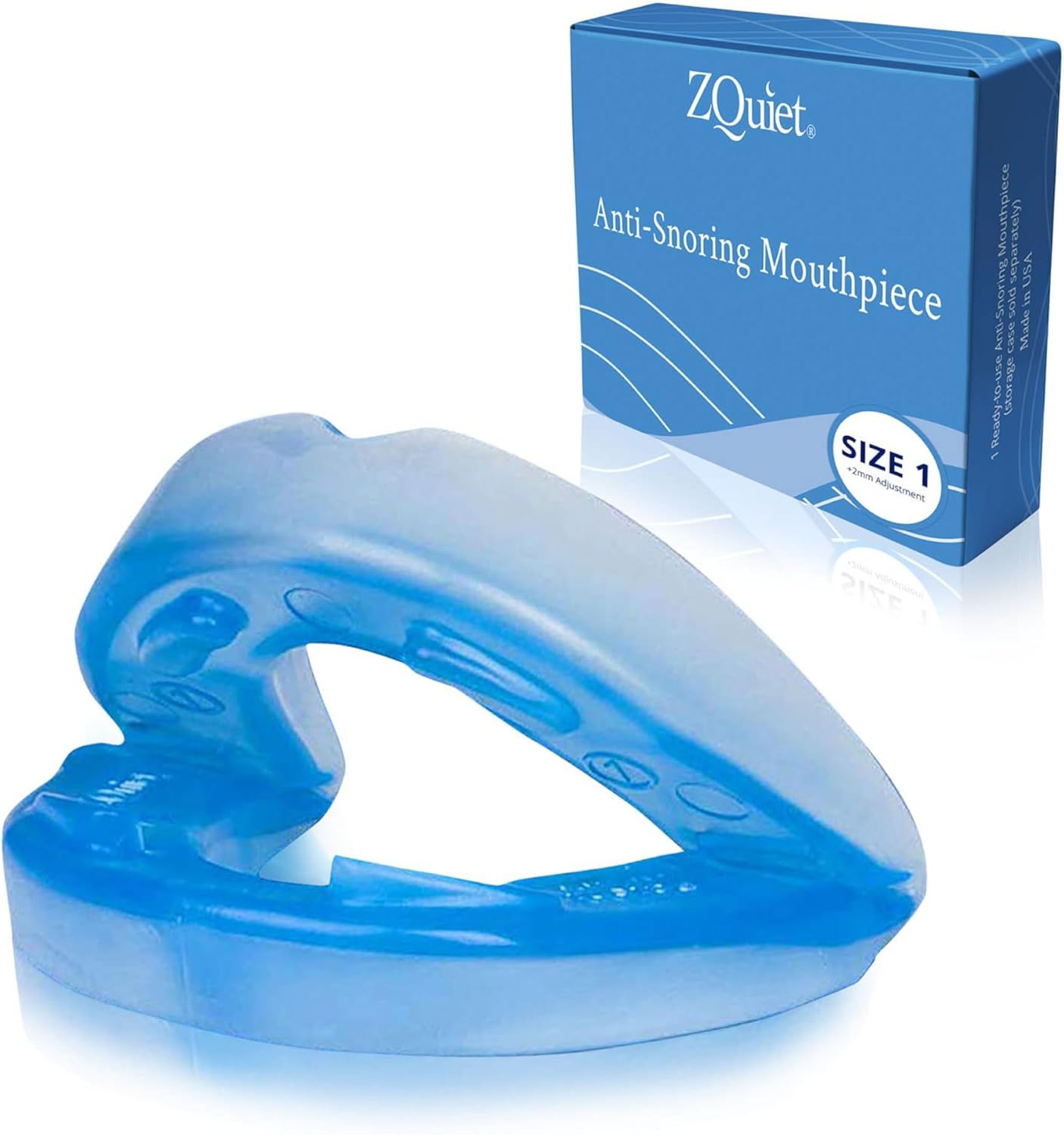 ZQuiet, Anti-Snoring Mouthpiece, Comfort Size #1, Single Refill, Blue, Made in USA, BPA-Free, Medical-Grade Material