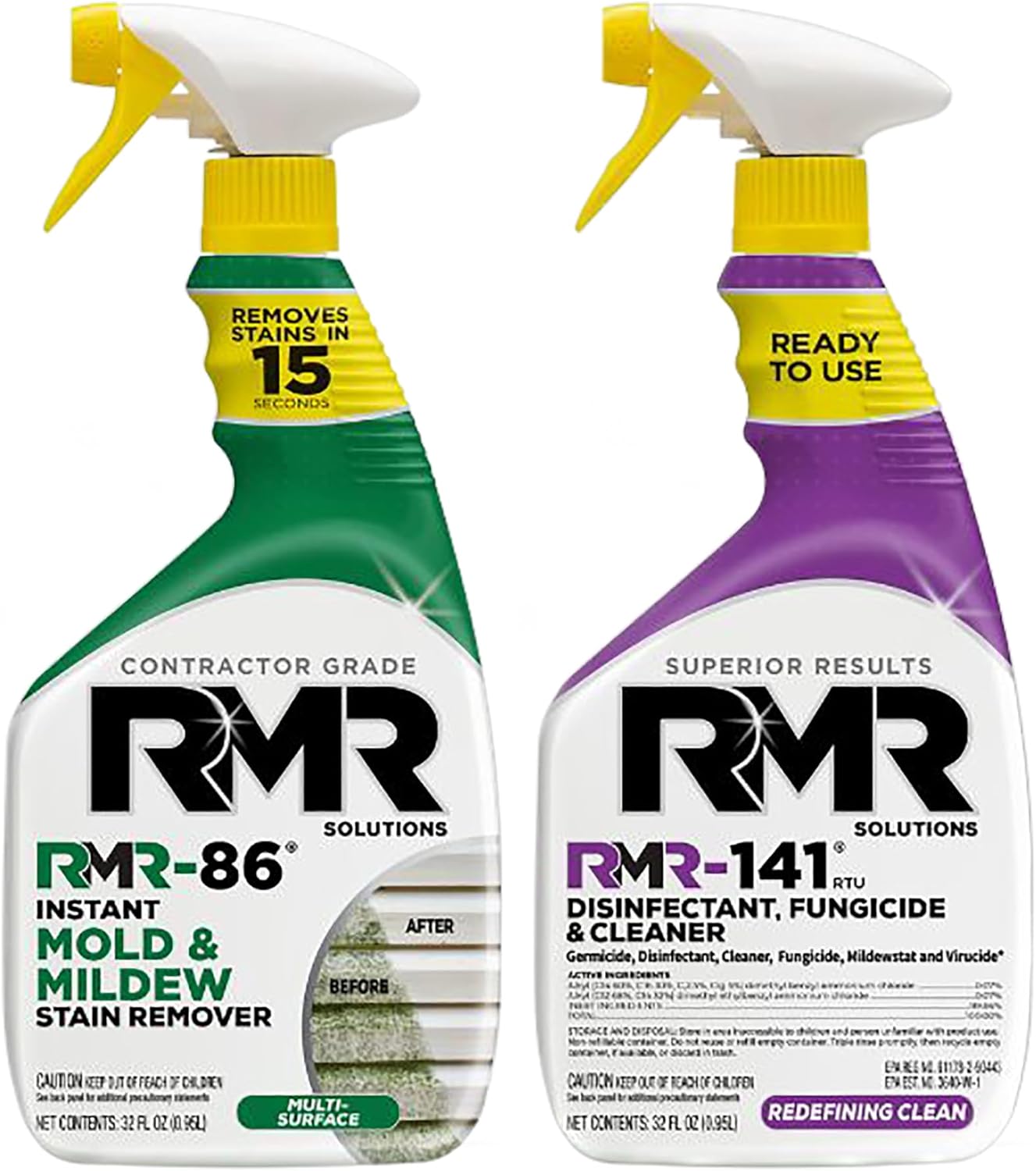 RMR Brands DIY Mold & Stain Remover Bundle, Complete Mold Killer & Mildew Prevention Kit, Disinfectant Spray, Includes 2-32 fluid ounce Bottles