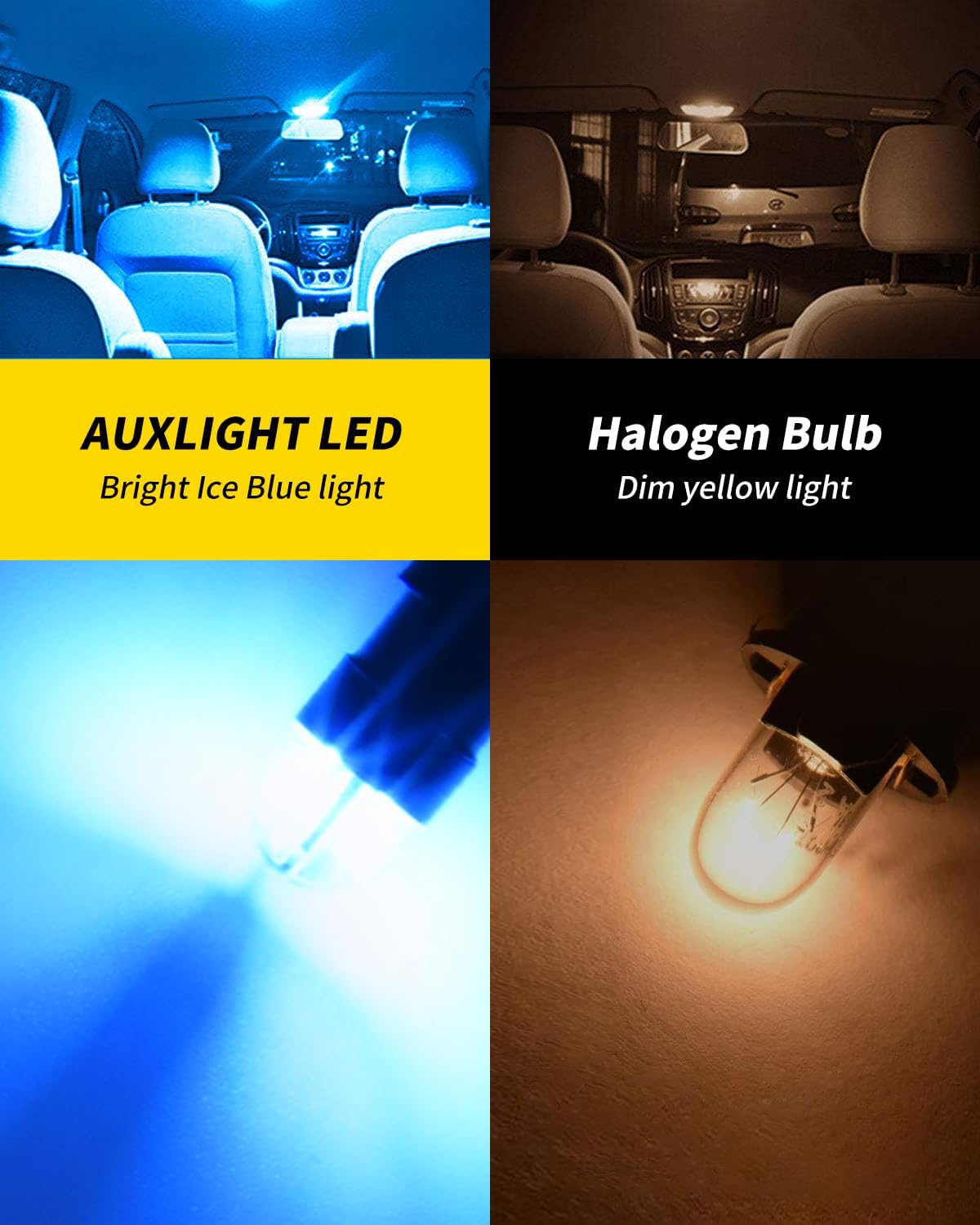 AUXLIGHT BA9S BA9 1895 1891 53 57 64111 3893 47830 Error Free LED Bulb, Super Bright 3030-SMD Interior Car Bulbs Replacemet for Dome Map License Plate Glove Box Lights (Ice Blue, Pack of 10) - Image 3