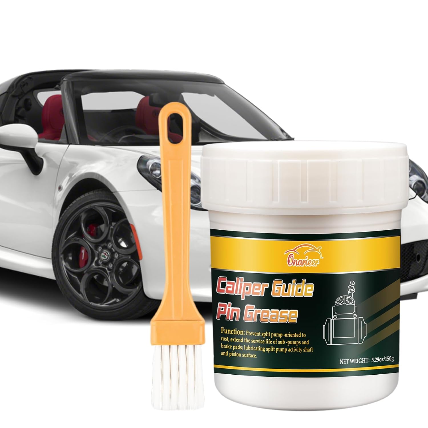 High-Performance Brake Grease Lubricant, 5.29oz, Rust & Corrosion Protection, Improved Brake Responsiveness, 150g, Automotive