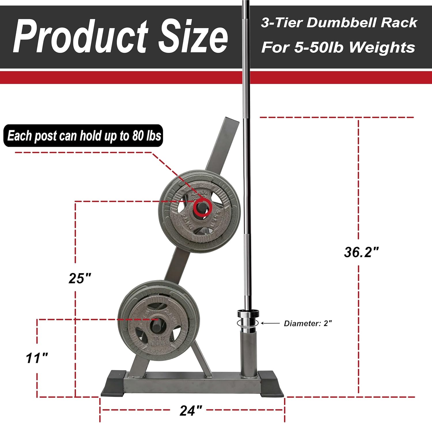 3 Tier Multifunctional Dumbbells Weights Barbells Rack, 1100 lbs Weight Capacity (Rack Only) - Image 3