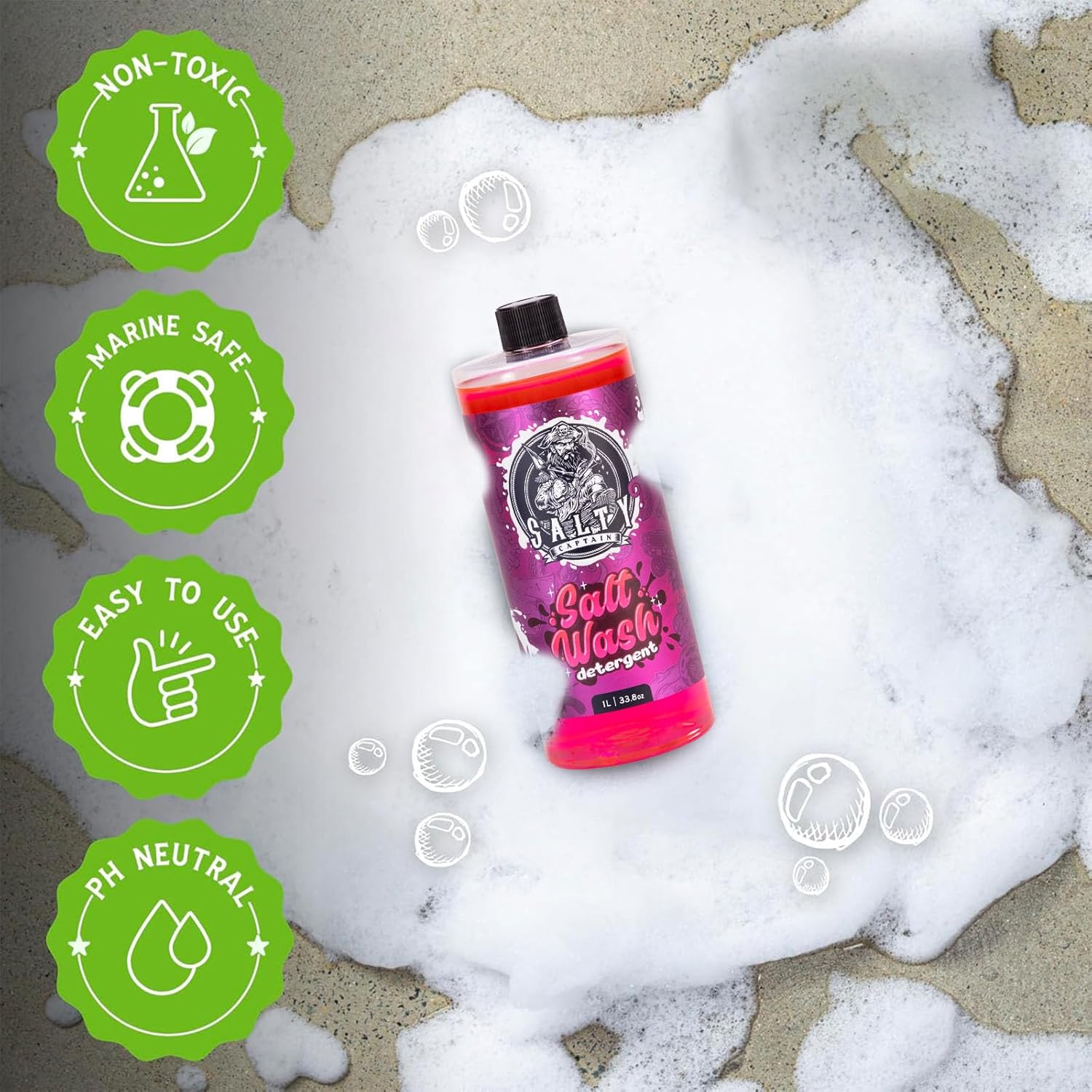 Salty Captain Foaming Salt Remover Wash - Clean & Remove Salt Off Boats & Cars, Prevent Saltwater Corrosion on Marine JetSkis, Trailers, Eco-Friendly Salt Neutralizer Boat Cleaner - Image 4