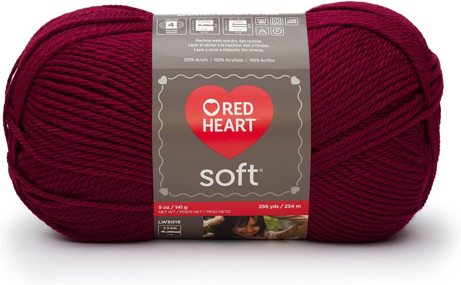 Red Heart Soft Wine Yarn - 3 Pack of 141g/5oz - Acrylic - 4 Medium (Worsted) - 256 Yards - Knitting/Crochet - Image 2
