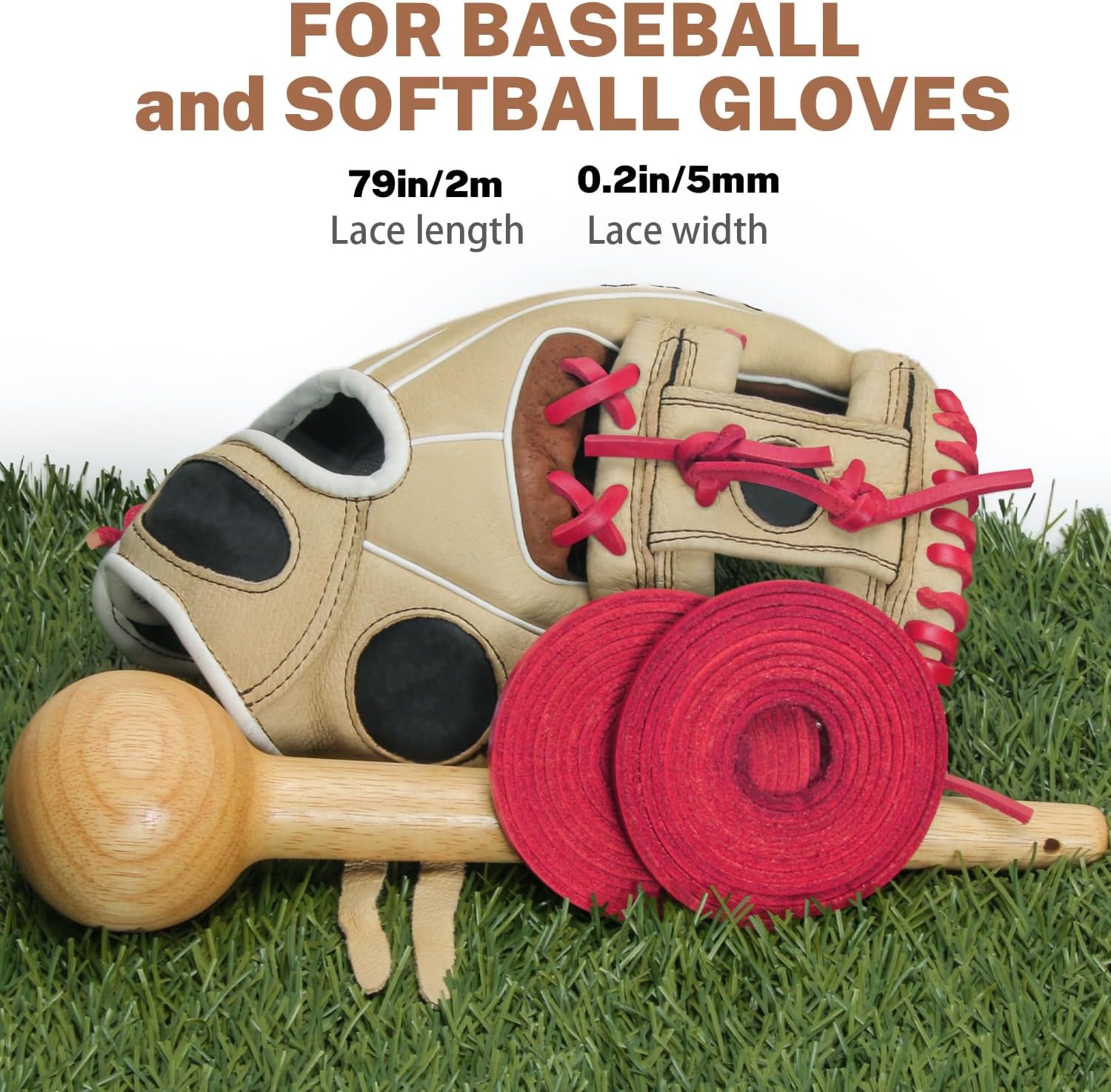 Softball Baseball Glove Lace, Mitt Lace Repair Kit Includes 2 Leather Laces and Lacing Needle for Catcher's Glove - Image 4