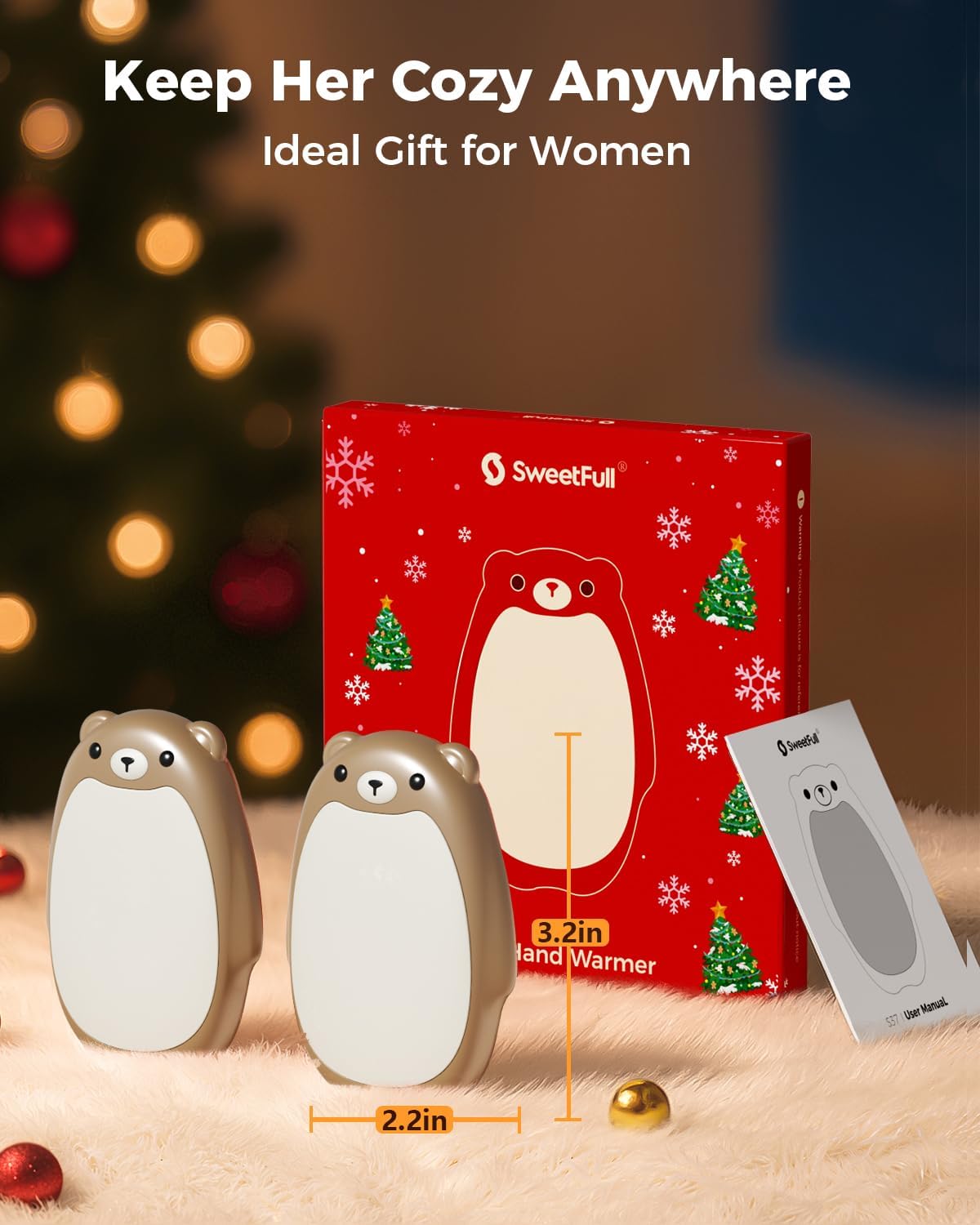 SWEETFULL Hand Warmers Rechargeable – Cute Bear, 2 Pack Magnetic Hot Hands, Reusable Electric Pocket Heater, Great Gift for Daughter, Kids, Wife, or Bestie, Portable for Outdoor & Camping - Image 6