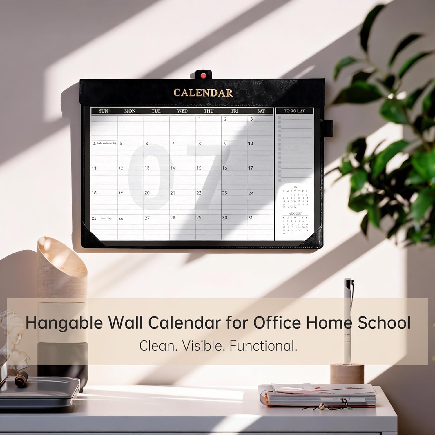 Yoment Desk Calendar 2026-2027, Jan 2026-Dec 2027, Large Desk Calendar with to-Do Lists, 24 Months Leather Desk Pad Wall Calendar with PVC Cover for Work Office School Home Women Men, 17 x 12, Black - Image 2