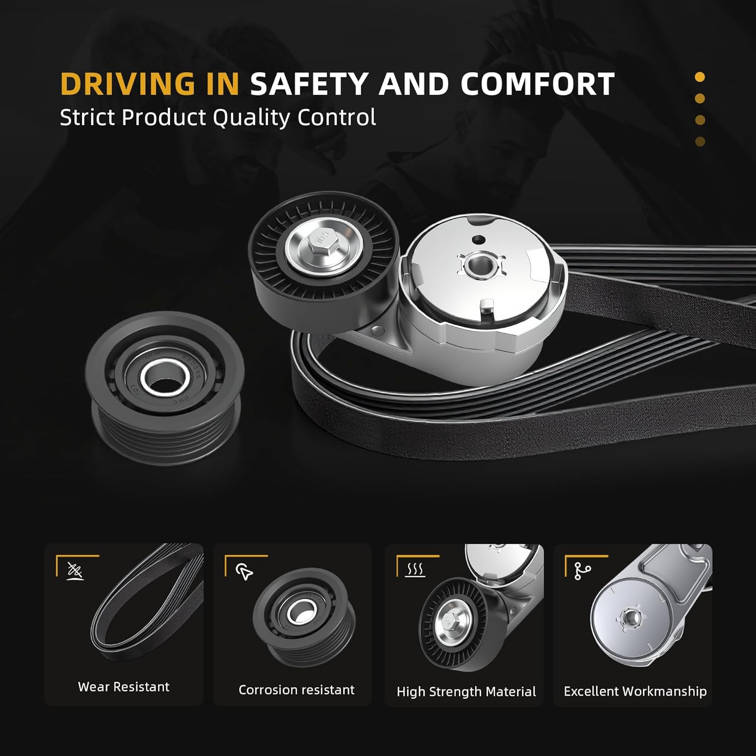 Belt Tensioner Serpentine Belt Idler Pulley Kit For Chrysler 200/Town & Country, For Dodge Avenger/Grand Caravan/Journey, For Ram C/V 3.6L V6 2011-2019, 39282, 38082, 6PK1960 - Image 4