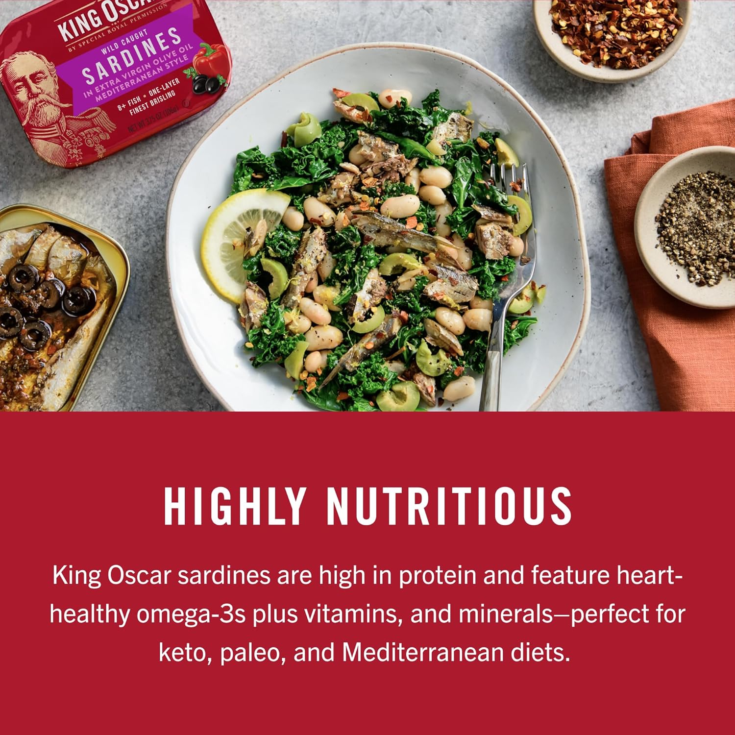 King Oscar Wild Caught Sardines in Extra Virgin Olive Oil, Hot Jalapeno Peppers, 3.75 Ounce (Pack of 12) (3480000656) - Image 8