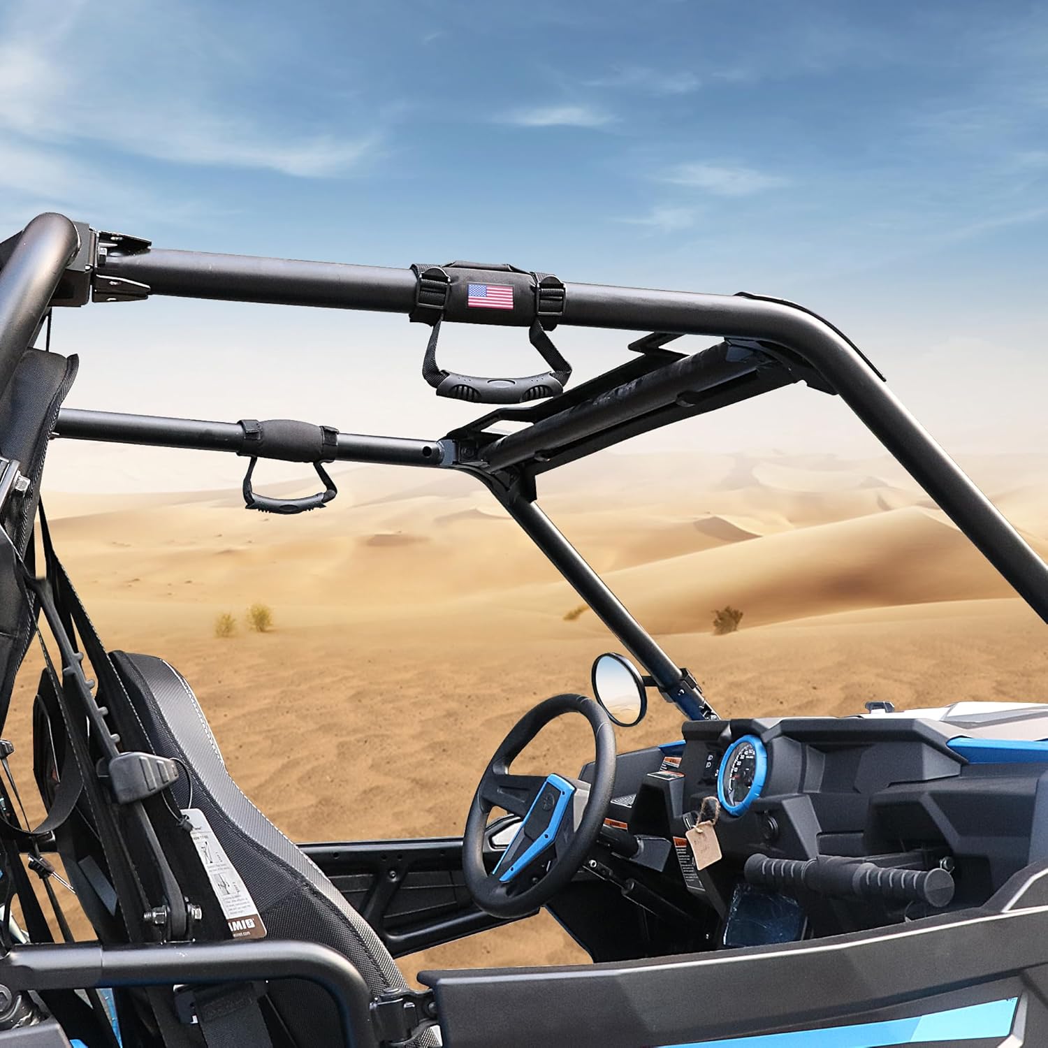 UTV ATV Roll Bar Grab Handles Grips Compatible with Polaris RZR Ranger Can Am Kawasaki Wildcat Pioneer Accessories 1.5” - 1.75” Roll Cage Hand Holds with US Flag, 2 Pack - Image 8