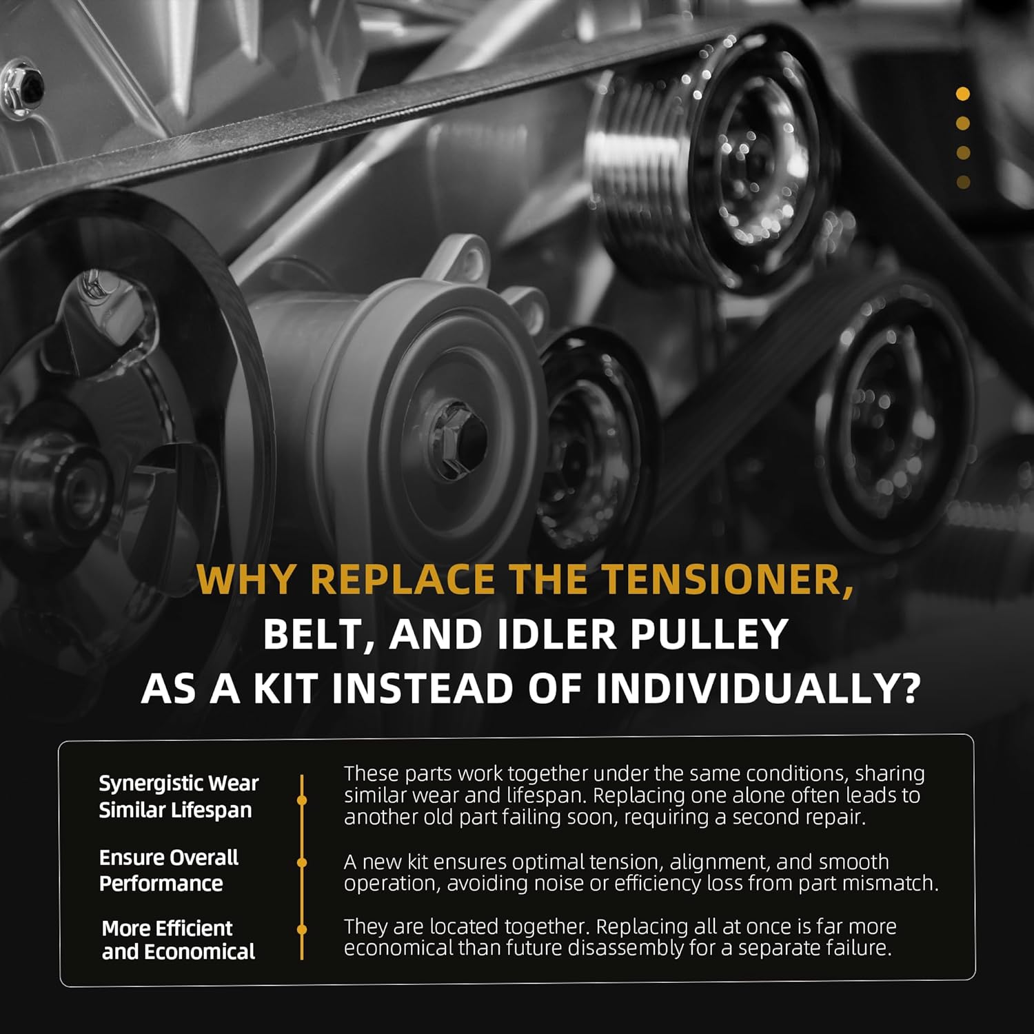 Belt Tensioner Serpentine Belt Idler Pulley Kit For Chrysler 200/Town & Country, For Dodge Avenger/Grand Caravan/Journey, For Ram C/V 3.6L V6 2011-2019, 39282, 38082, 6PK1960 - Image 7