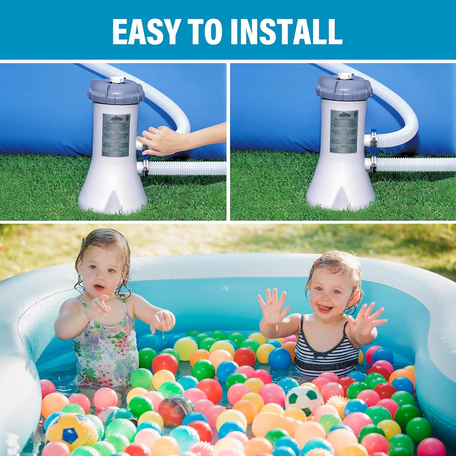 Madrigal 4-Pack of 1.25 x 59-Inch Pool Pump Replacement Hose for Above Ground Pools, Filter Pump Hoses, Replacement INTEX Hoses for 300/330/530/1000 Gallon Pool Pumps, Includes 8 Metal Clips, White - Image 5