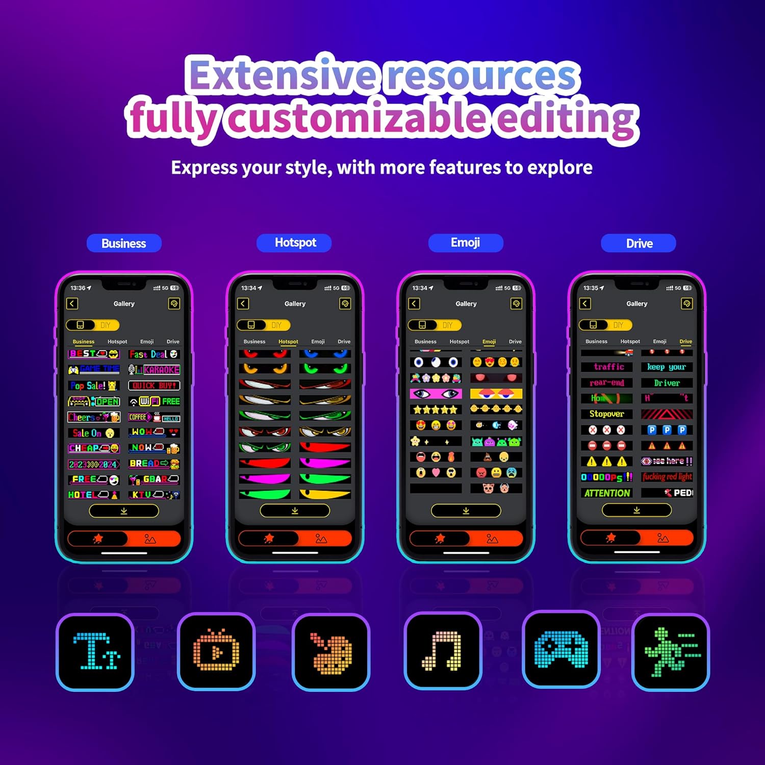 2PC Devil Eyes LED Lights for Car/Truck/SUV Windshield - 23.6"x4.71", App Control, IP68 Waterproof, USB-Powered - Image 4