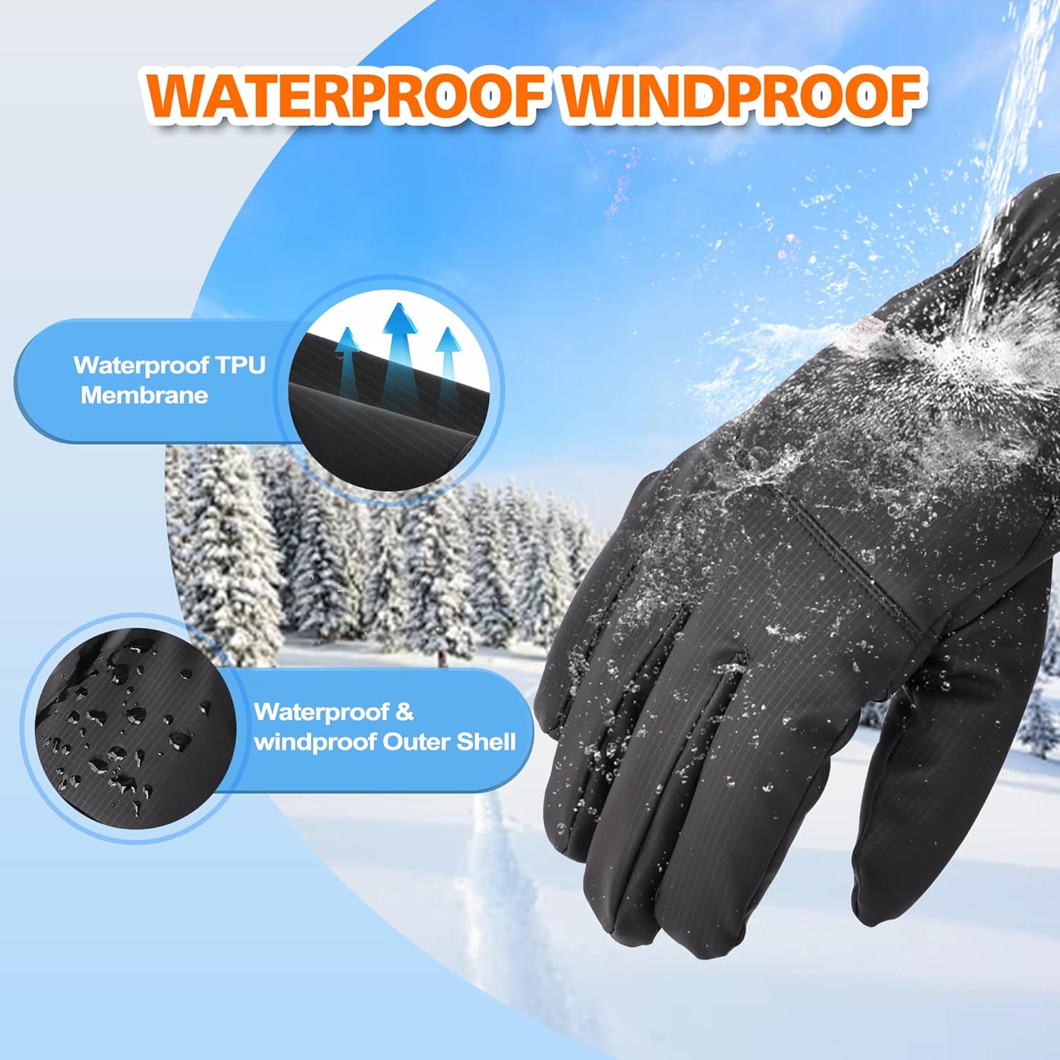 Winter Gloves for Men Women Waterproof Thermal Windproof,TouchScreen for Running,Cycling,Skiing,Snowboarding,Driving in Cold Weather - Image 2