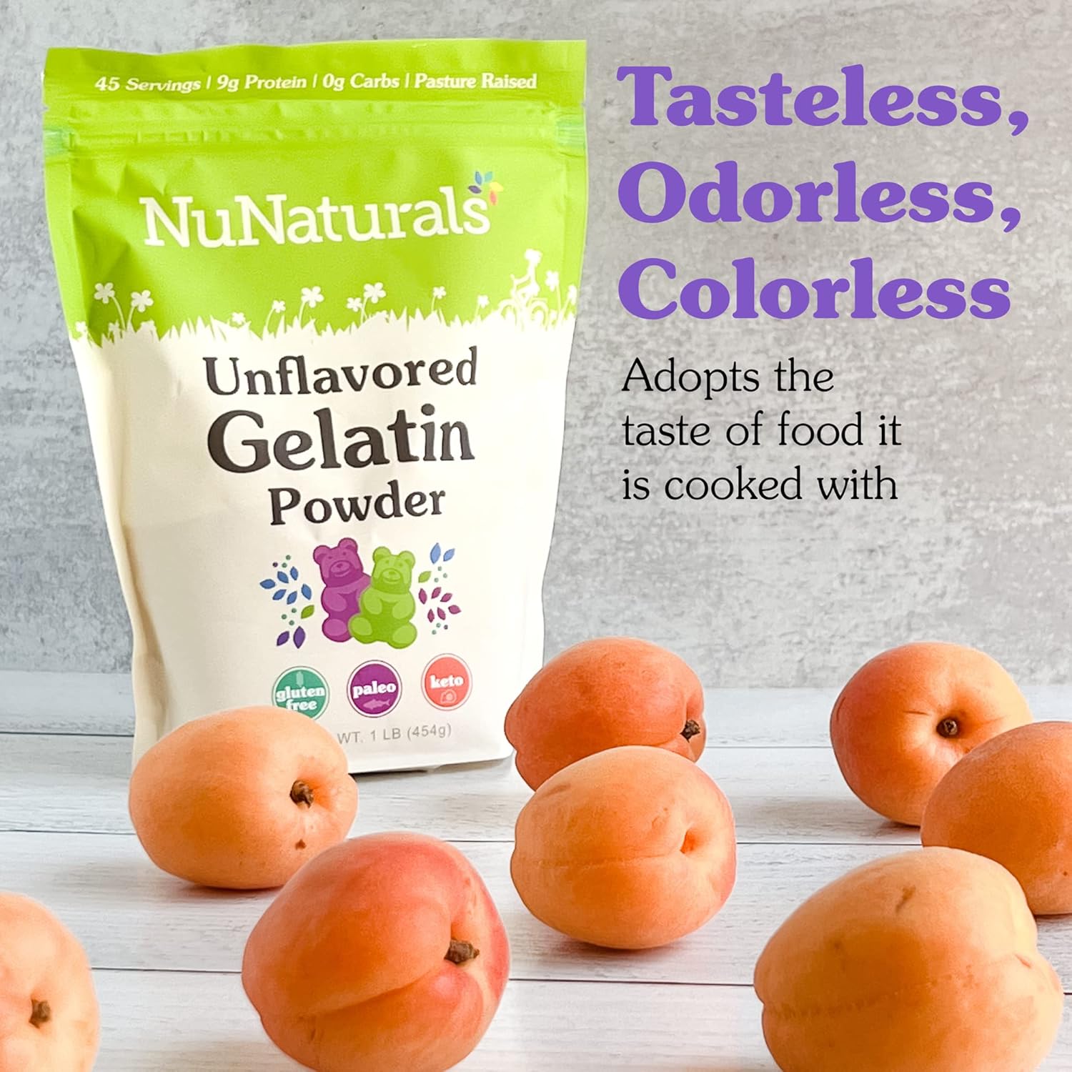 NuNaturals Unflavored Beef Gelatin Powder, Instantly Thickens, Stabilizes, and Texturizes, 1 lb - Image 5