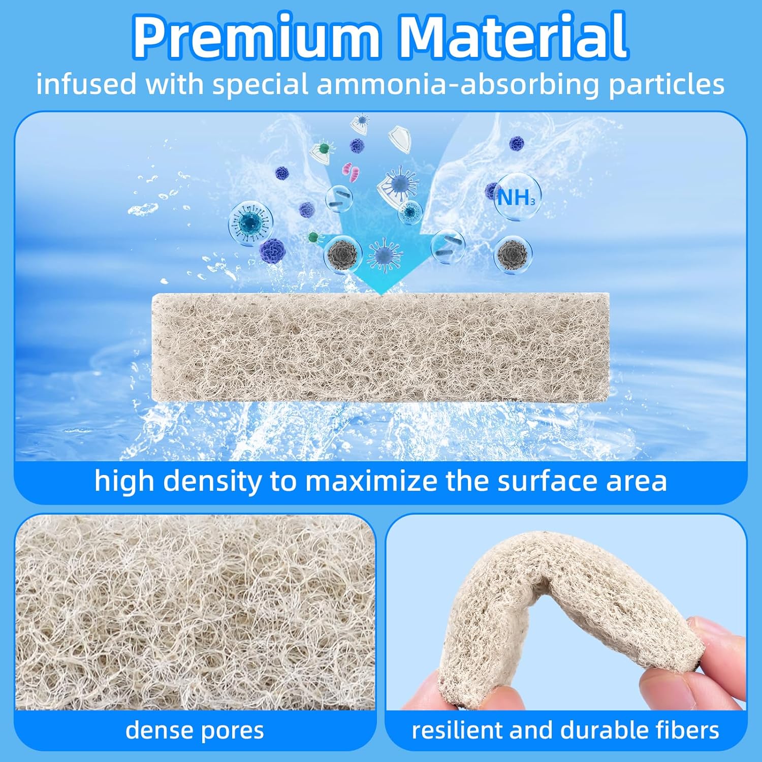 AQUANEAT Replacement Ammonia Reducer Pads Compatible with Aqueon QuietFlow 20 and 75 LED PRO Aquarium Power Filter (6) - Image 5