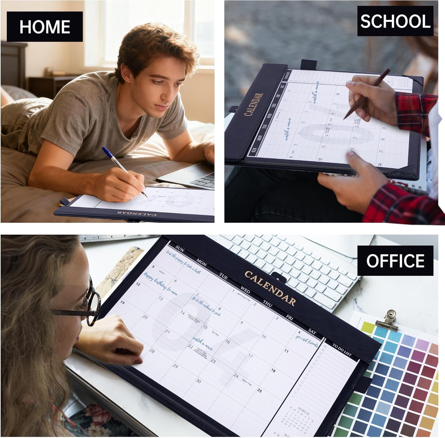 Yoment Desk Calendar 2026-2027, Jan 2026-Dec 2027, Large Desk Calendar with to-Do Lists, 24 Months Leather Desk Pad Wall Calendar with PVC Cover for Work Office School Home Women Men, 17 x 12, Black - Image 6