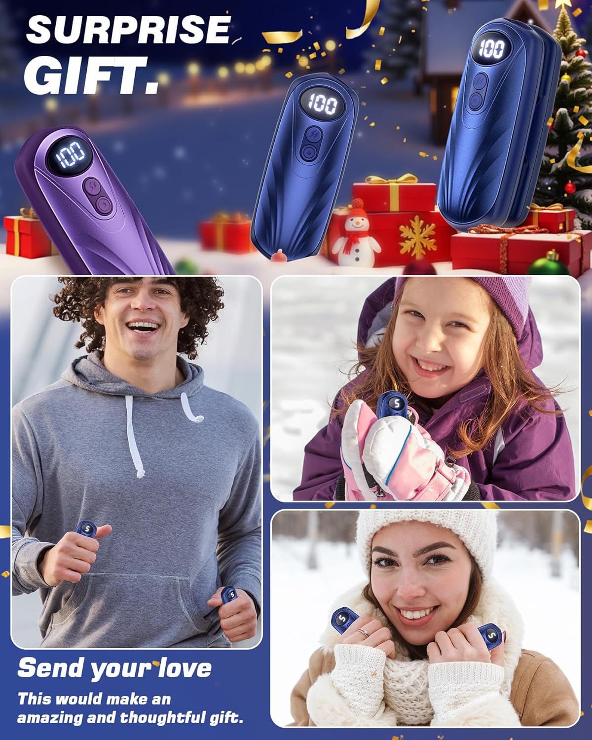 Hand Warmers Rechargerable 2 Pack - 6000mAh Electric AI Handwarmers with LED Display, 5-Level, 2 in 1 Portable Heater, Warm Gifts for Women/Men/Golf/Camping/Hunting/Travel/Outdoor/Indoor - Image 7