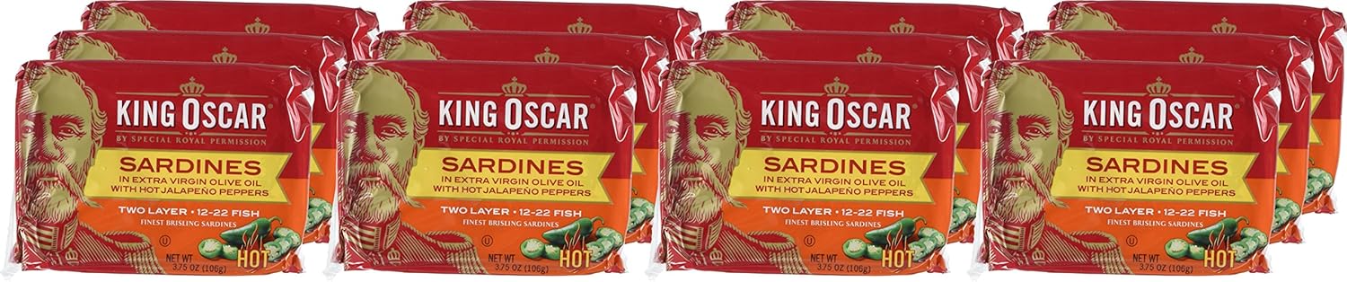 King Oscar Wild Caught Sardines in Extra Virgin Olive Oil, Hot Jalapeno Peppers, 3.75 Ounce (Pack of 12) (3480000656) - Image 4