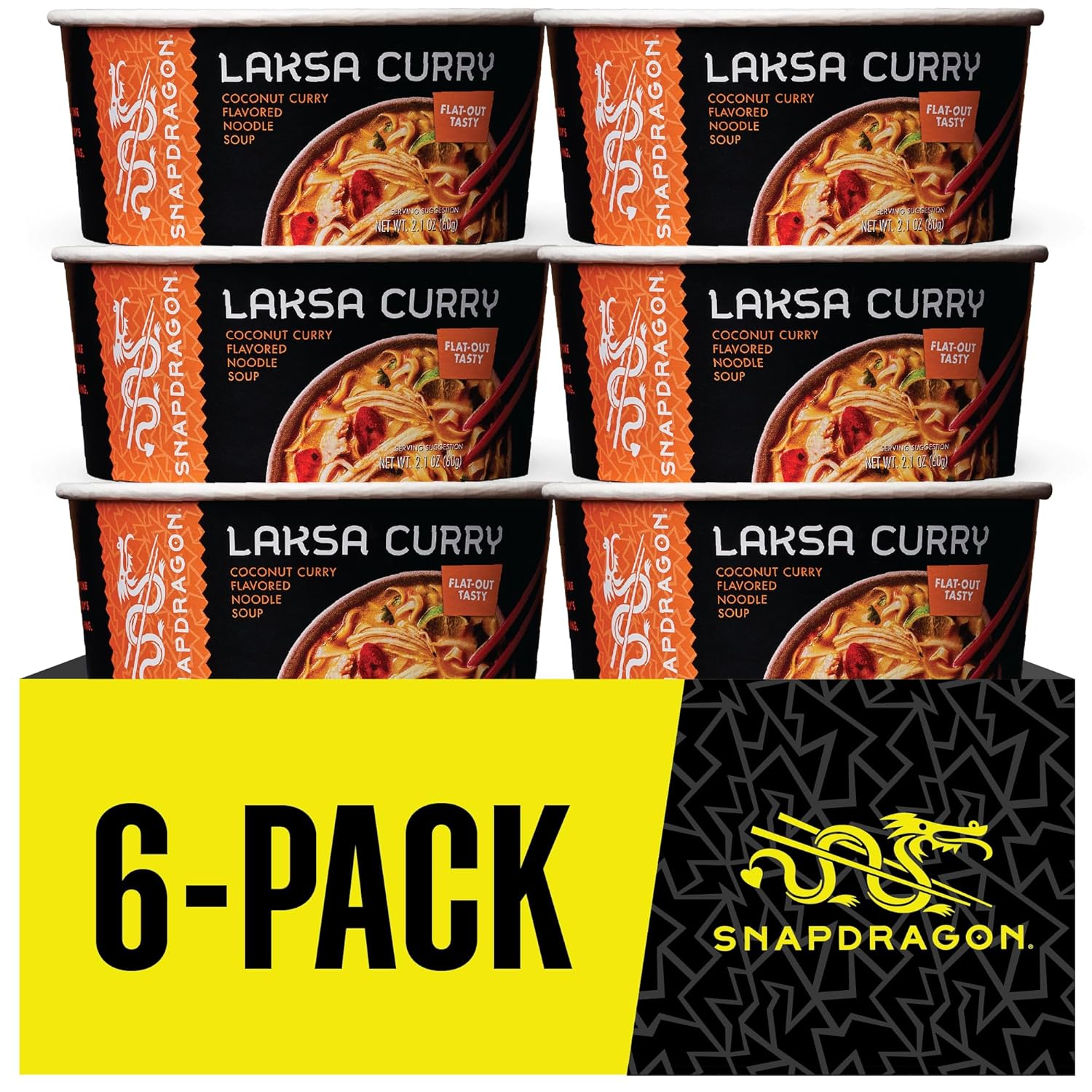 Snapdragon Laksa Curry Instant Noodle Bowls | Coconut Curry Flavor with Rice Noodles | Gluten-Free | No MSG Added | 2.1 oz (6 Pack) - Image 2