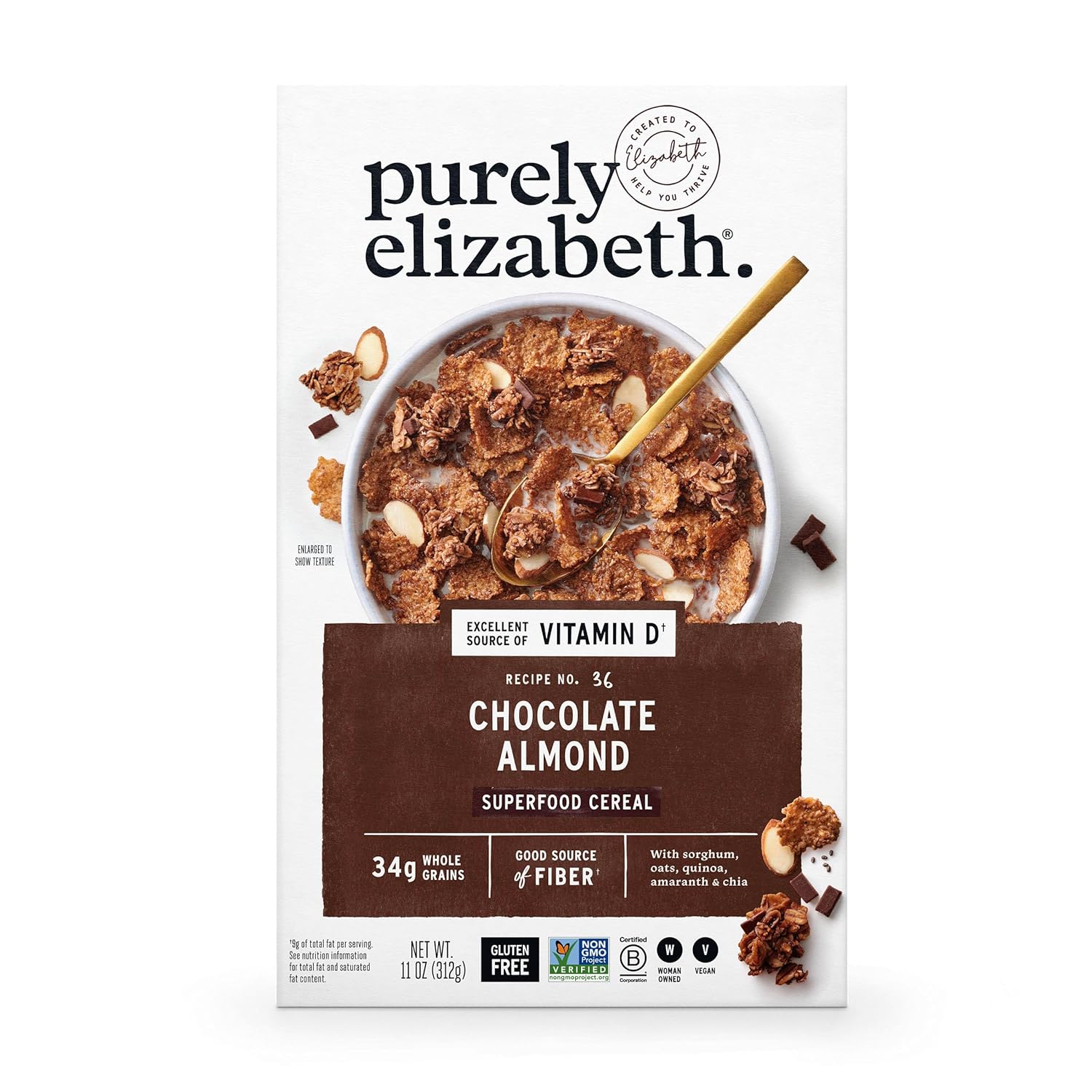 Purely Elizabeth, Cereal Superfood Chocolate Almond, 11 Ounce