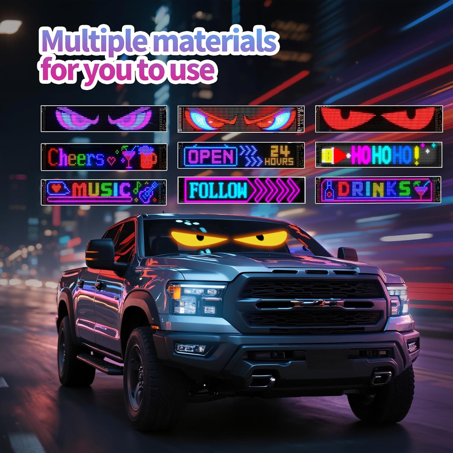 2PC Devil Eyes LED Lights for Car/Truck/SUV Windshield - 23.6"x4.71", App Control, IP68 Waterproof, USB-Powered - Image 8