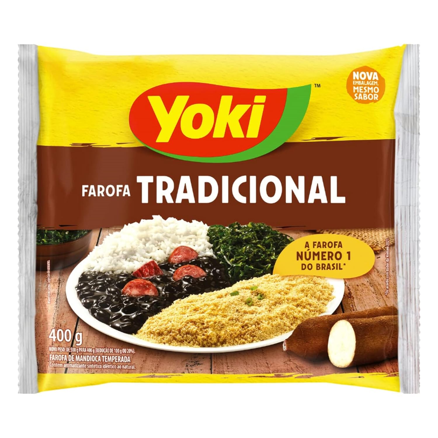 Yoki Seasoned Cassava Flour Farofa de Mandioca Pronta 400g, 14 Ounce (2 Pack) - Image 2