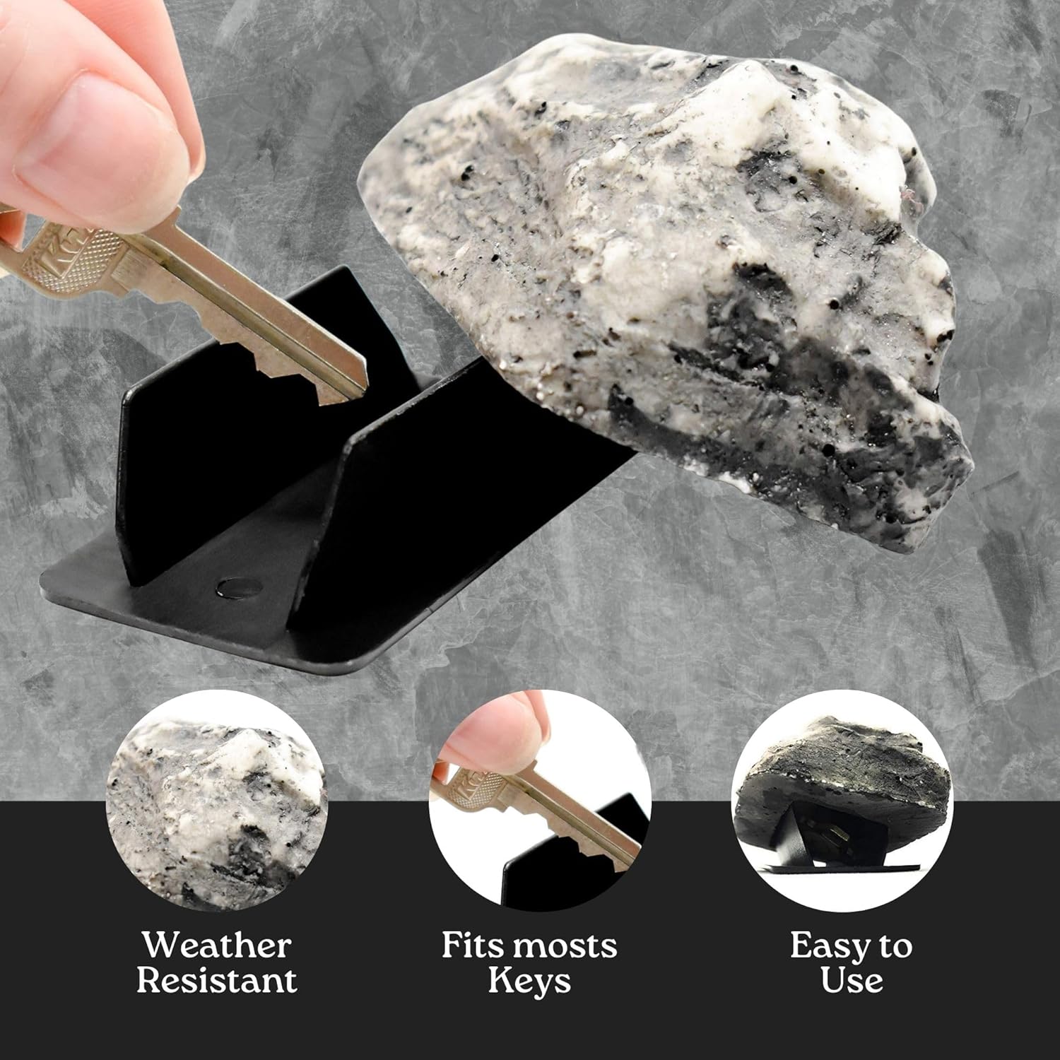 Hide a Key Rock for Outside, Realistic Fake Rock Key Hider - Weatherproof Outdoor Key Holder, Spare Key Storage for House, 3.4" x 2", Blends with Landscaping - Performore - Image 2