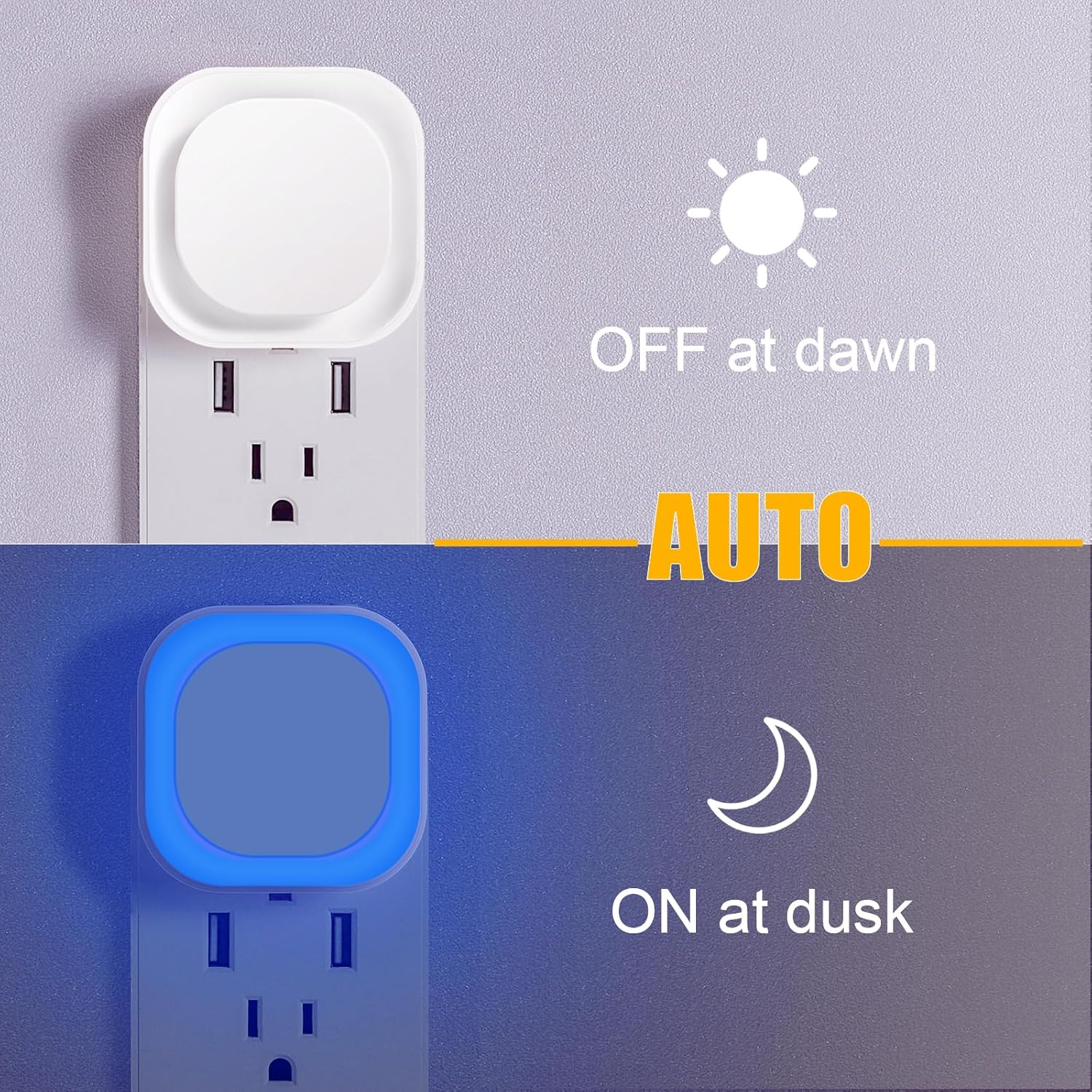 2 Pack Azure Night Light, Crisp Modern Glow with Dimmable Soft Light & Indirect Reflection, Auto Dusk to Dawn Sensor, Plug in LED Nightlight for Bathroom,Toilet, Kitchen Counter, Modern Decor - Image 6