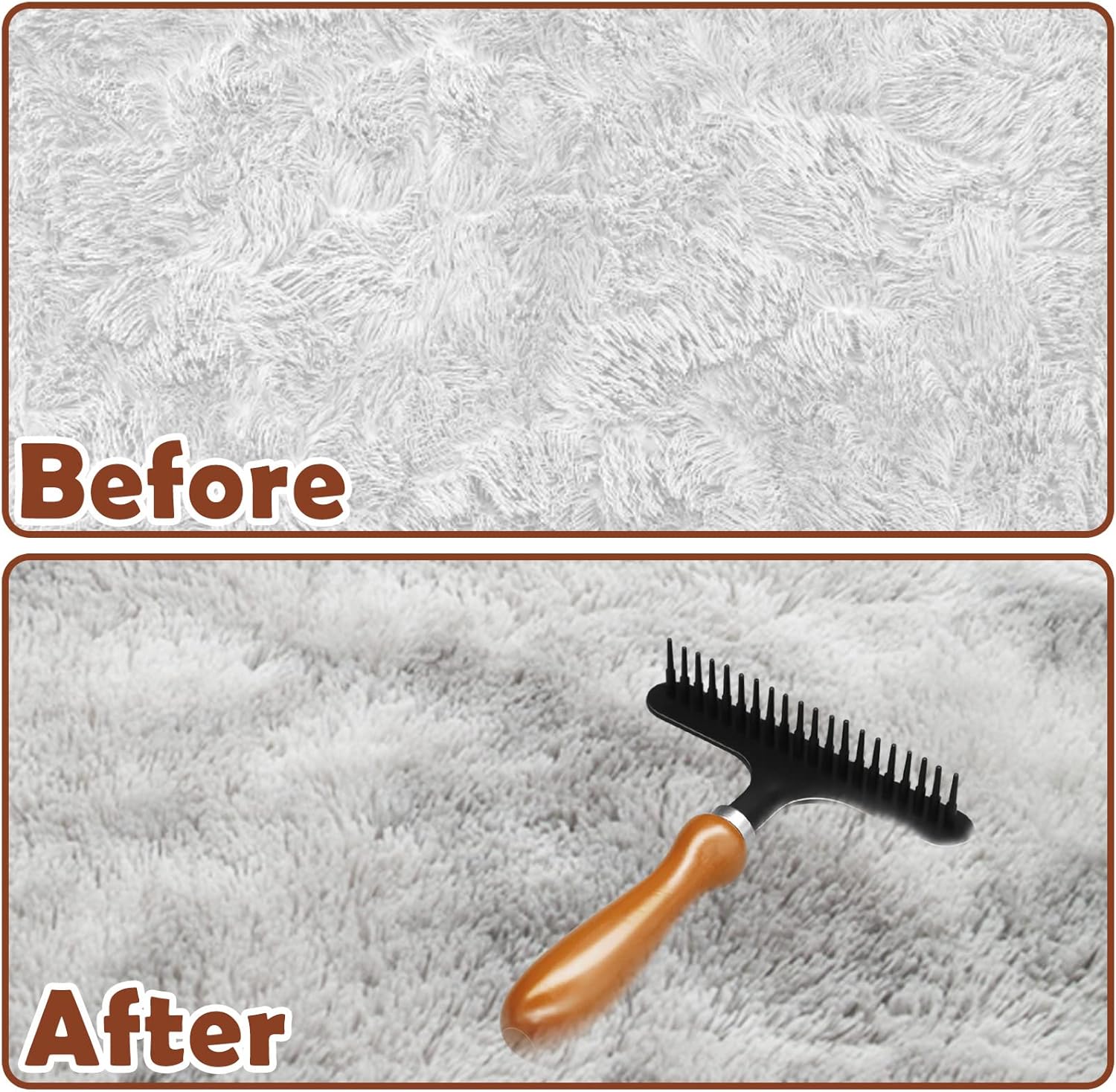 2 Pcs Hand Held Carpet Rake to Fluff Matted Carpets, Portable Rug Rake for Pet Hair Removal - Image 4