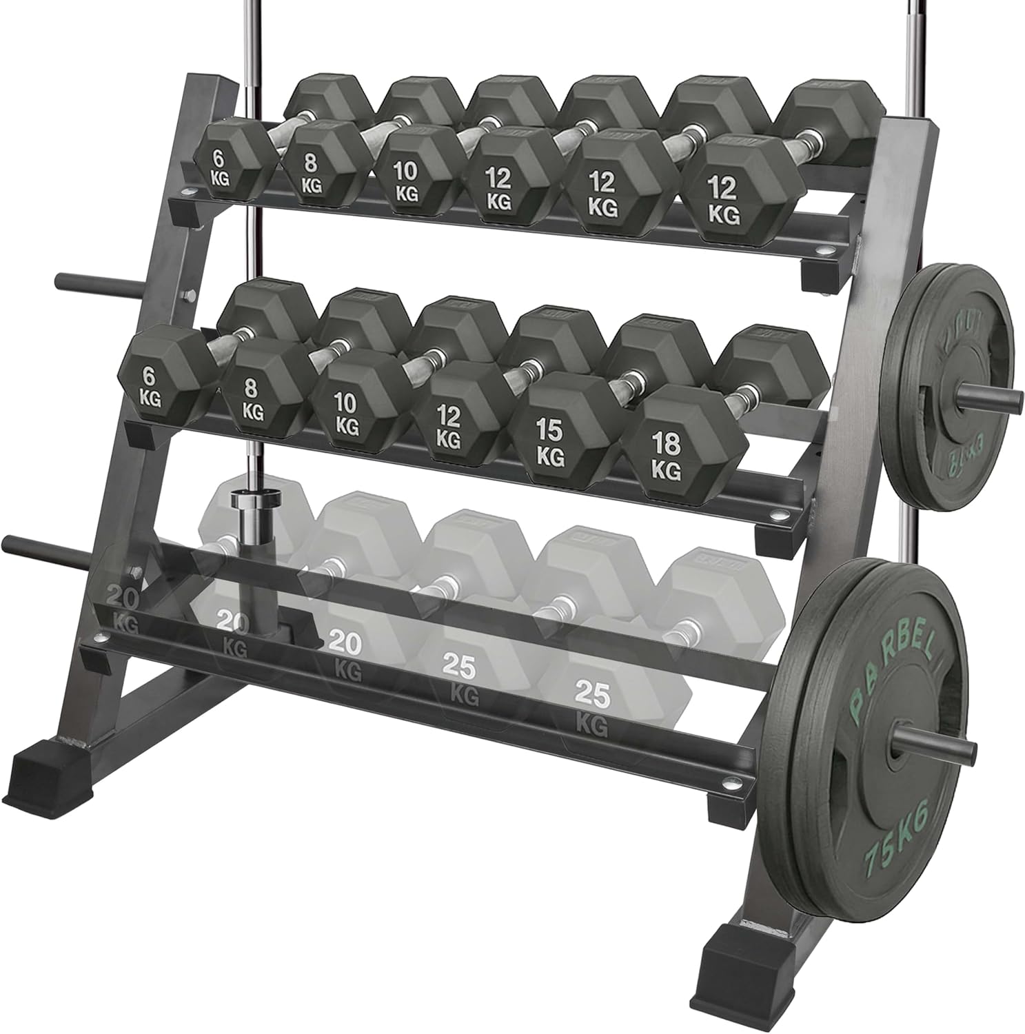 3 Tier Multifunctional Dumbbells Weights Barbells Rack, 1100 lbs Weight Capacity (Rack Only)