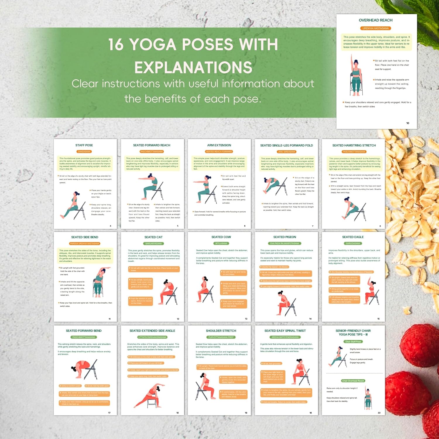 Chair Yoga for Seniors Over 60 Book & Chart – 30-Day Challenge, Gentle Seated Yoga Guide, Chair Yoga for Weight Loss & Flexibility, Senior Chair Exercises for Women & Men, 8.5x11" Book on Chair Yoga - Image 5