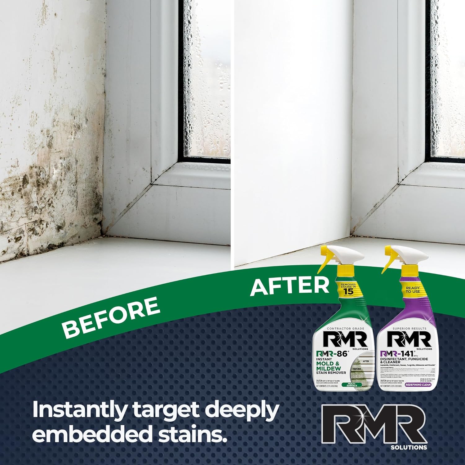 RMR Brands DIY Mold & Stain Remover Bundle, Complete Mold Killer & Mildew Prevention Kit, Disinfectant Spray, Includes 2-32 fluid ounce Bottles - Image 8