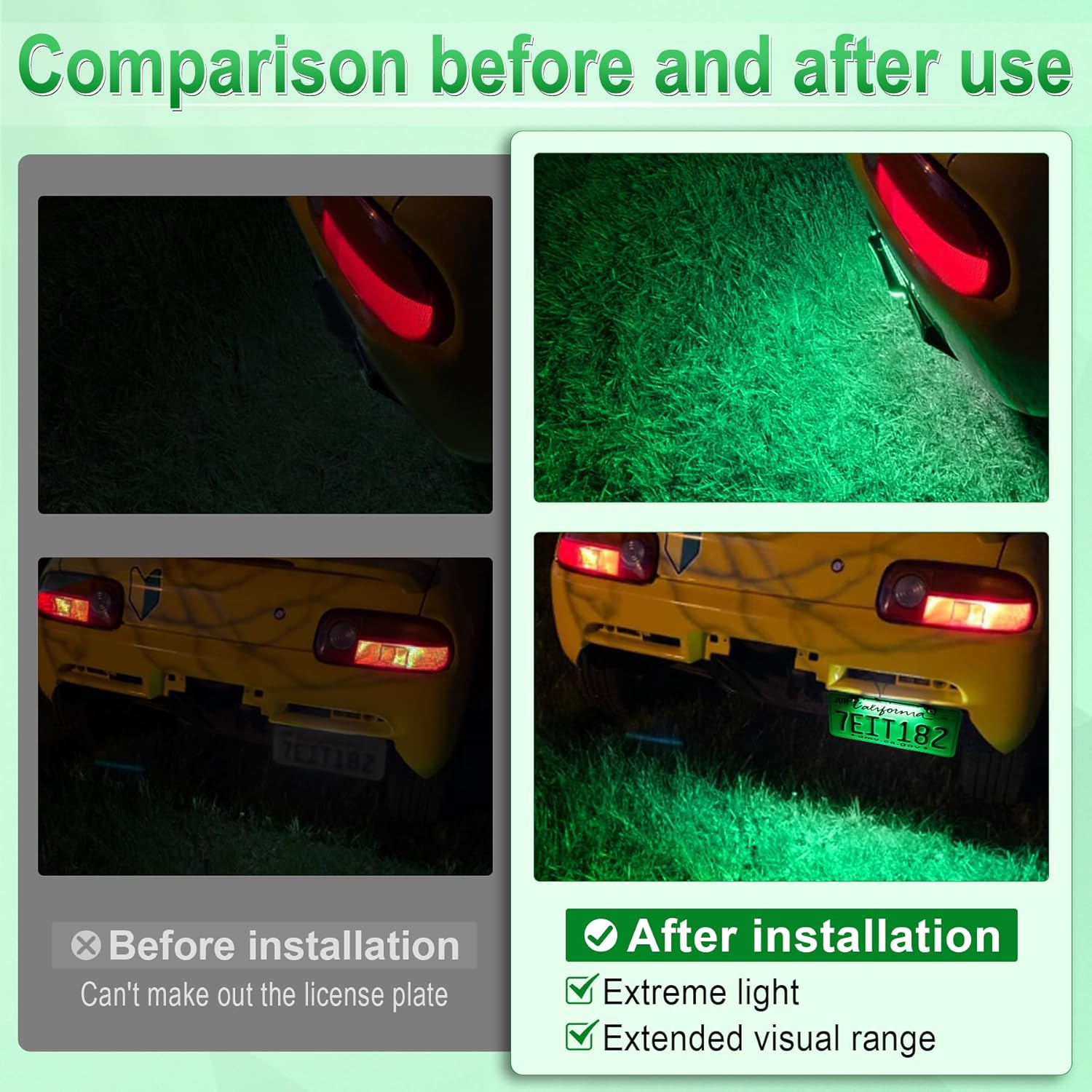 LivTee License Plate Light, Extremely Bright LED License Plate Lights Assembly for Trailer UTV ATV Truck RV Boat, Green - Image 5