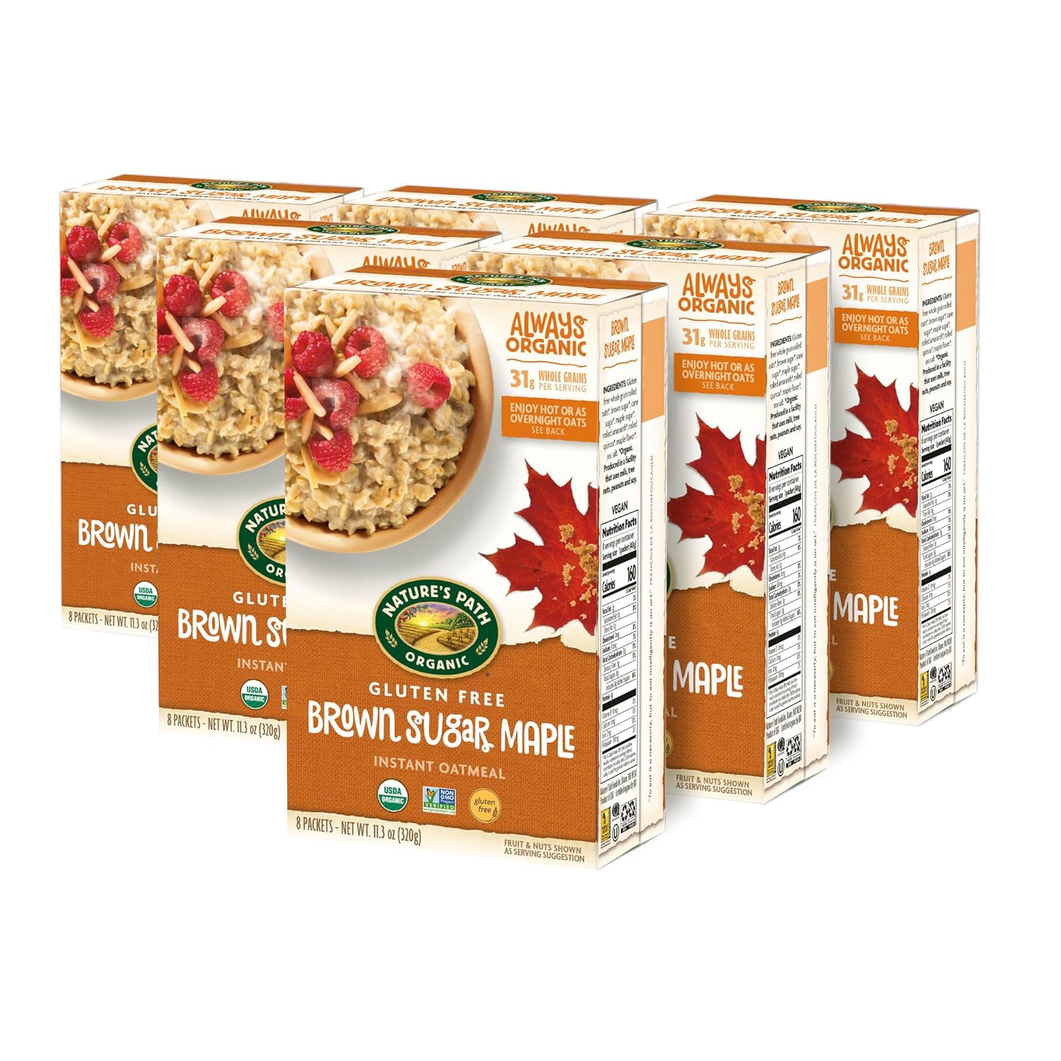 Nature's Path Organic Brown Sugar Maple Instant Oatmeal, 11.3 oz (Pack of 6), Gluten Free, Non-GMO - Image 3