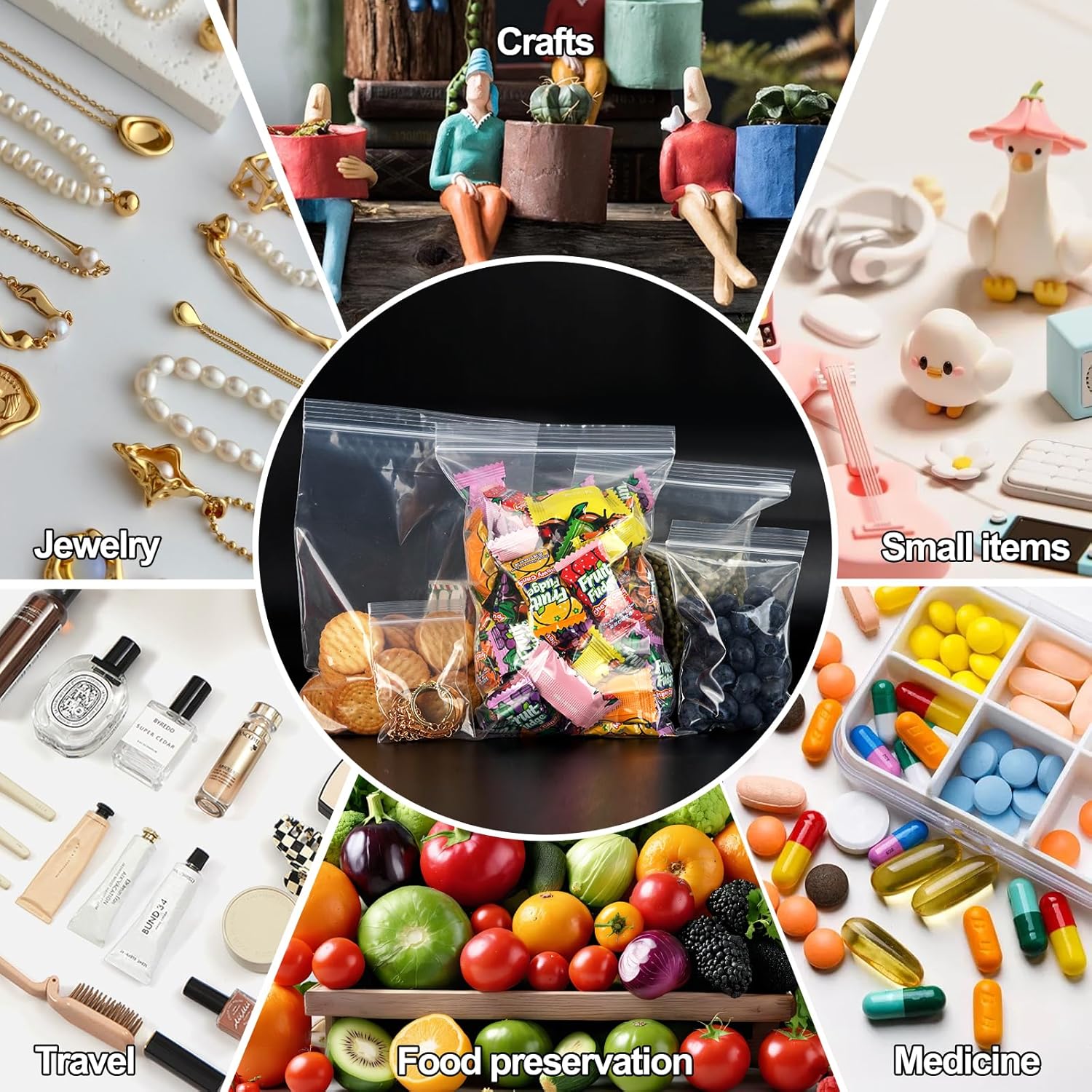 1000Pcs Small Plastic Bags 2x3 Inch, 2 Mil Clear Reclosable Poly Baggies for Packaging, Storage, Jewelry, Crafts, Food Safe Resealable Zip Bag - Image 7