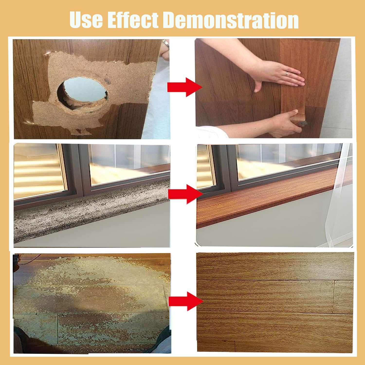 Wood Grain Repair Tape, 4.7 inch X 32ft Self Adhesive Grain Repair Patch for Tables, Chairs, Baseboards, Doors, Windows, Floors, Handicraft DIY. - Image 5