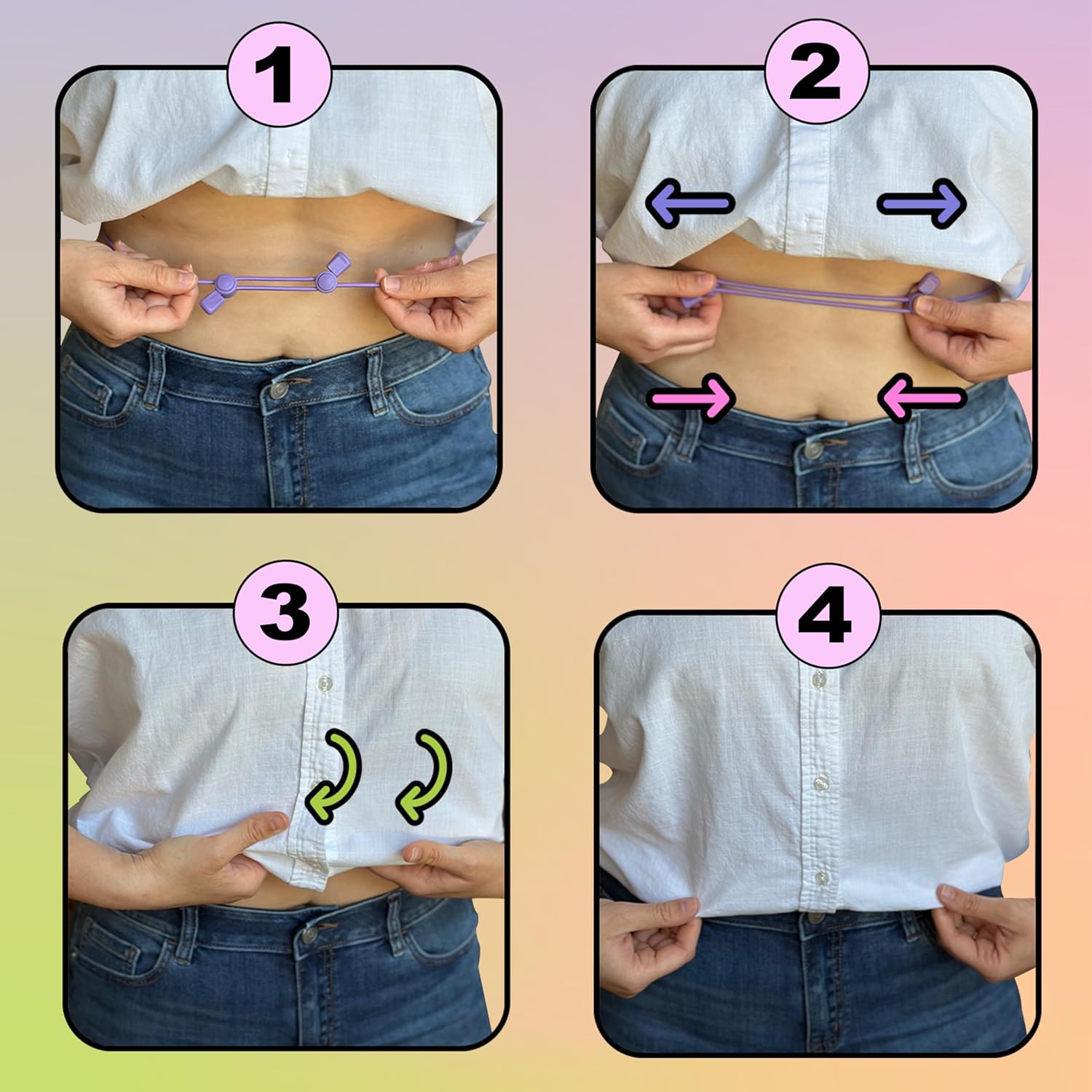 Croptuck Original Adjustable Crop Tuck Waist Band Tool for Tucking Shirt and Sweater Top Size - Image 3