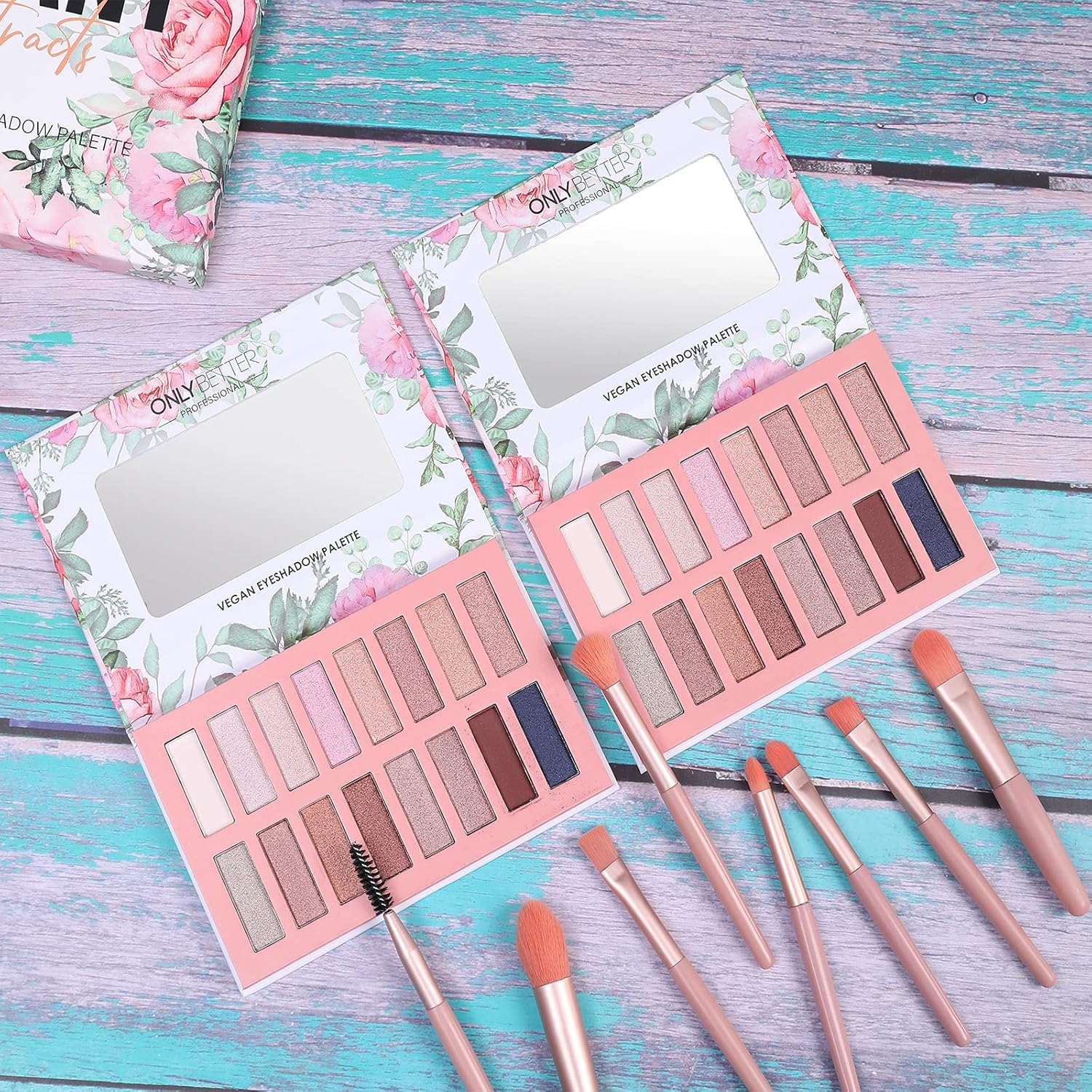 Vegan Organic Eyeshadow Palette - 16 Colors Highly Pigmented Metallic Colorful Long Lasting Nude Shimmer - Image 3