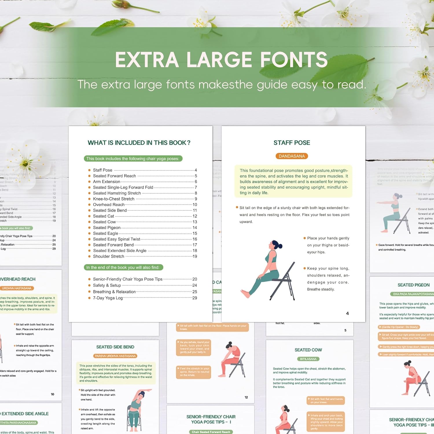 Chair Yoga for Seniors Over 60 Book & Chart – 30-Day Challenge, Gentle Seated Yoga Guide, Chair Yoga for Weight Loss & Flexibility, Senior Chair Exercises for Women & Men, 8.5x11" Book on Chair Yoga - Image 2