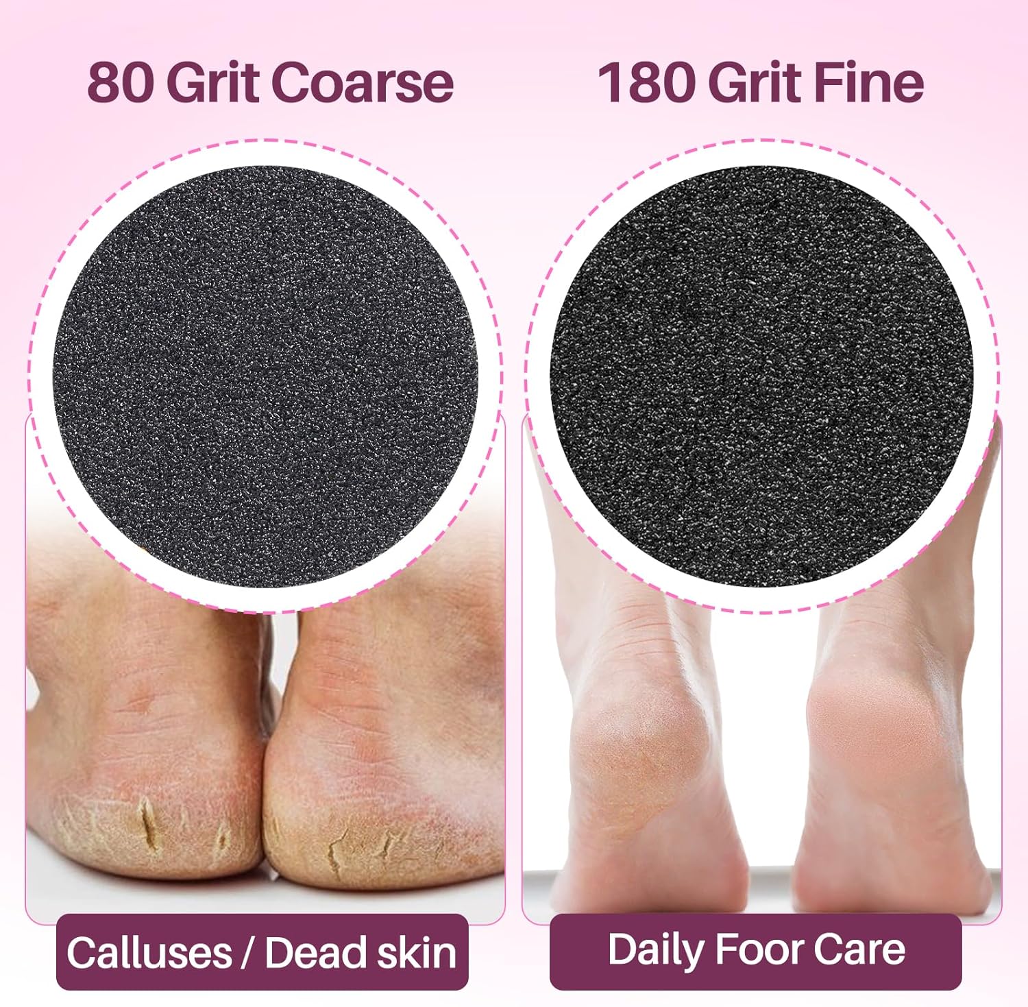 Replaceable Sandpaper for Electric Foot File: 60 Pcs/1 Box Feet Grinder for Skin and Callus Remover - 80/180 Grit Fine Sandpaper Refill Discs for Home Spa Salon - Image 8