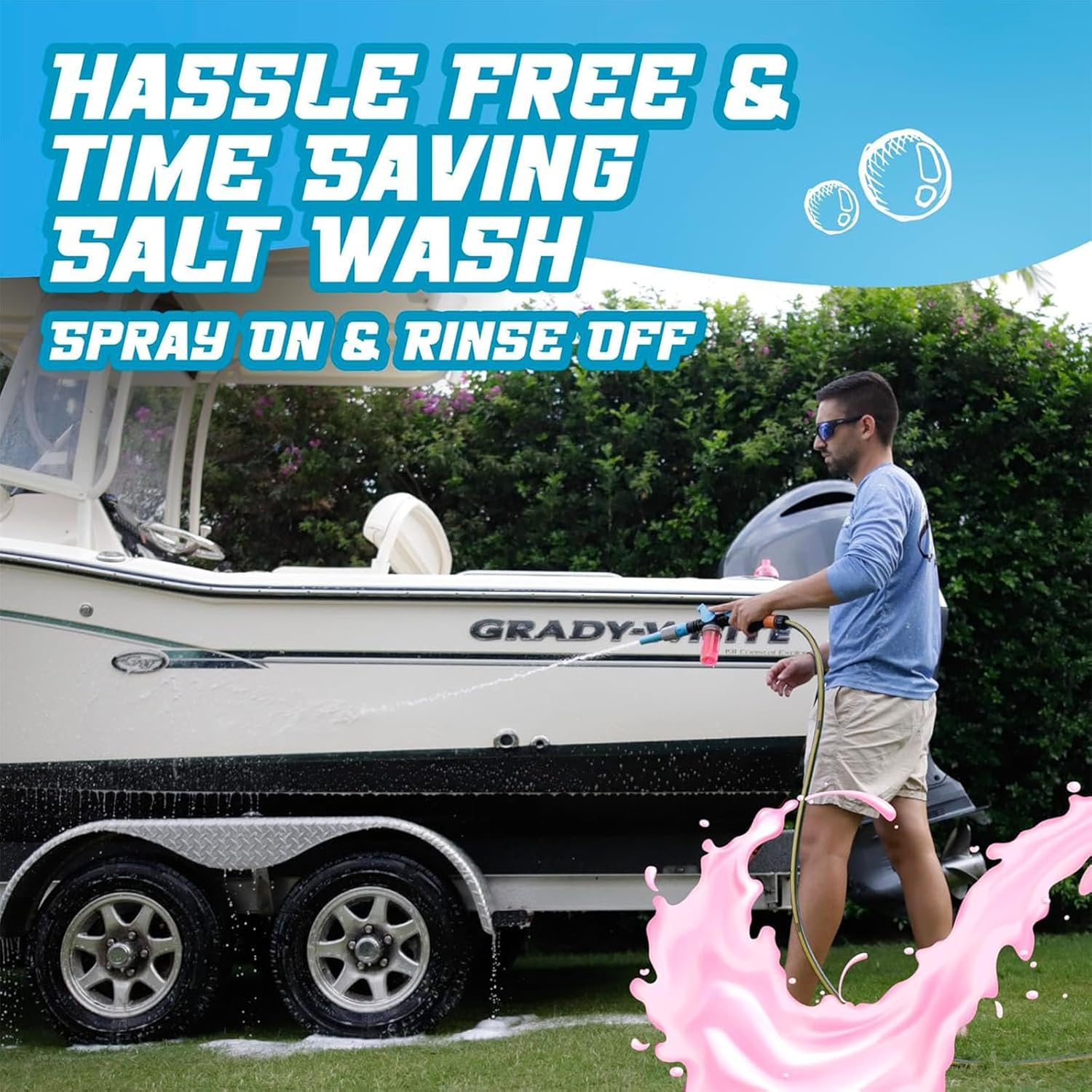 Salty Captain Foaming Salt Remover Wash - Clean & Remove Salt Off Boats & Cars, Prevent Saltwater Corrosion on Marine JetSkis, Trailers, Eco-Friendly Salt Neutralizer Boat Cleaner - Image 3