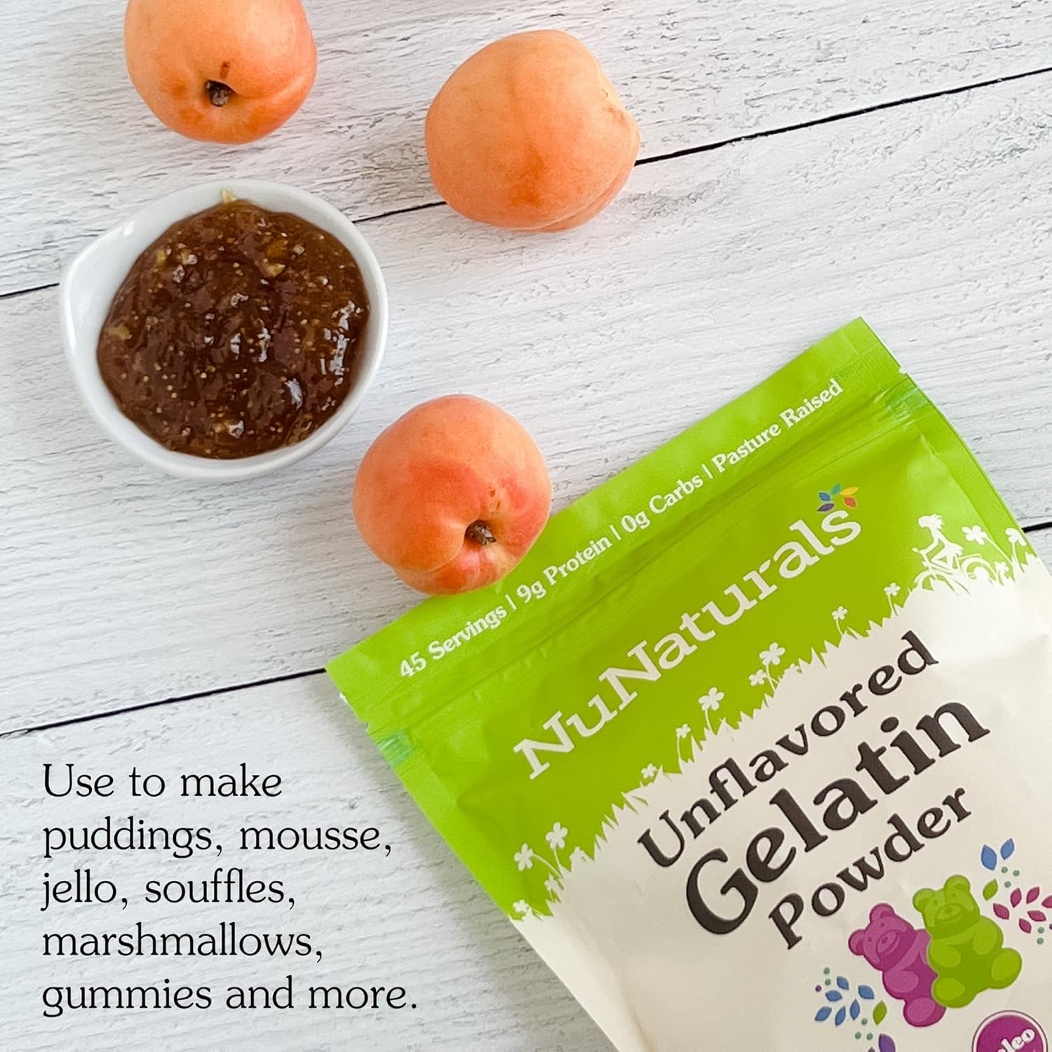 NuNaturals Unflavored Beef Gelatin Powder, Instantly Thickens, Stabilizes, and Texturizes, 1 lb - Image 6