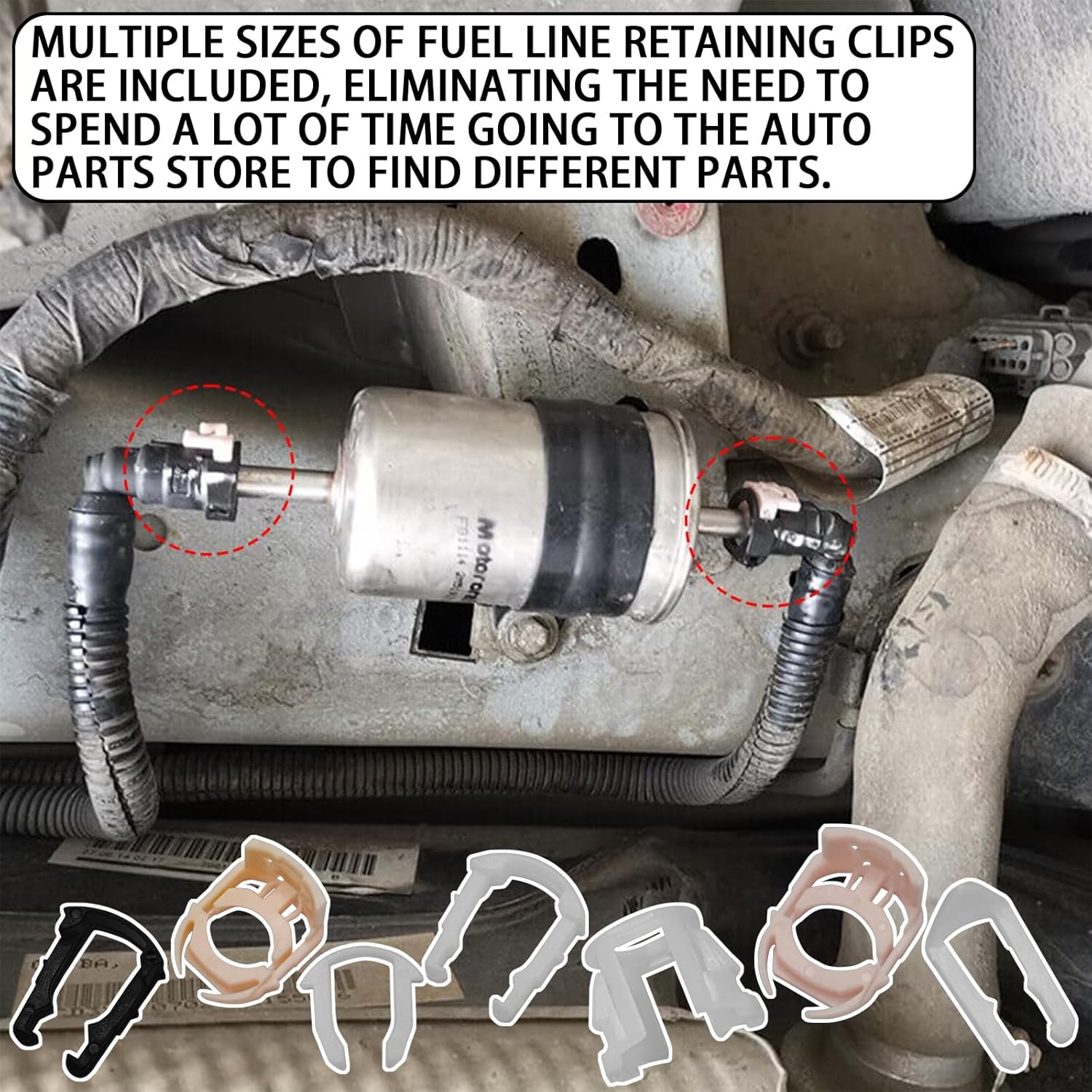 Msyuusr 70pcs Fuel Line Clips, 3/8" 5/16" Plastic Fuel Tank Repair Kit, 7 Size Nylon Fuel Line Repair Kit, Auto Fuel Line Retainer Clips Replacement Kit Compatible with Ford GM Chrysler - Image 4